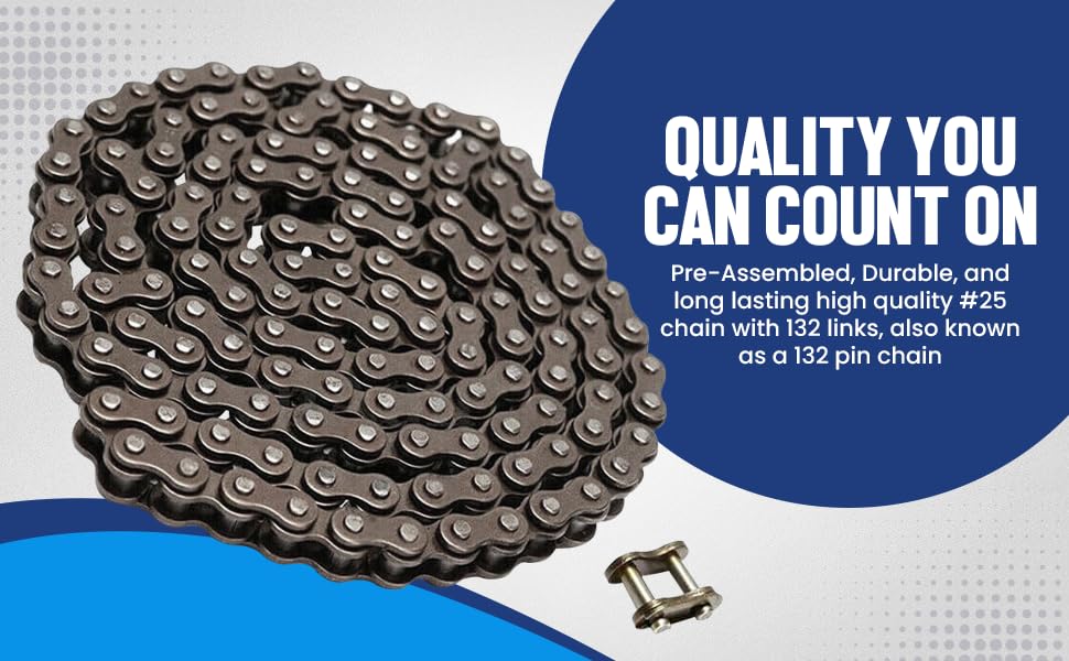 Precision Auto Products Chain for Razor MX500/MX650 - Heavy Duty 132 Link Drive Chain #25 Roller Chain, Model 4333038958