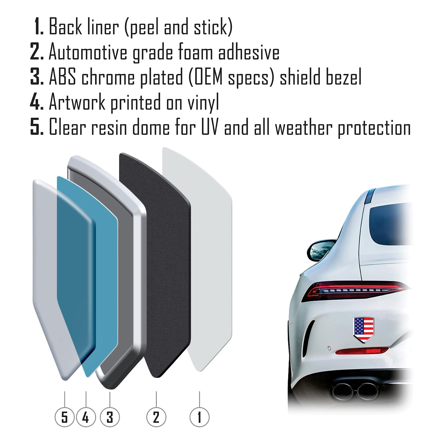 Morocco Moroccan Flag Chrome Emblem with Domed Shield Shape Car Decal Sticker Bike Crest