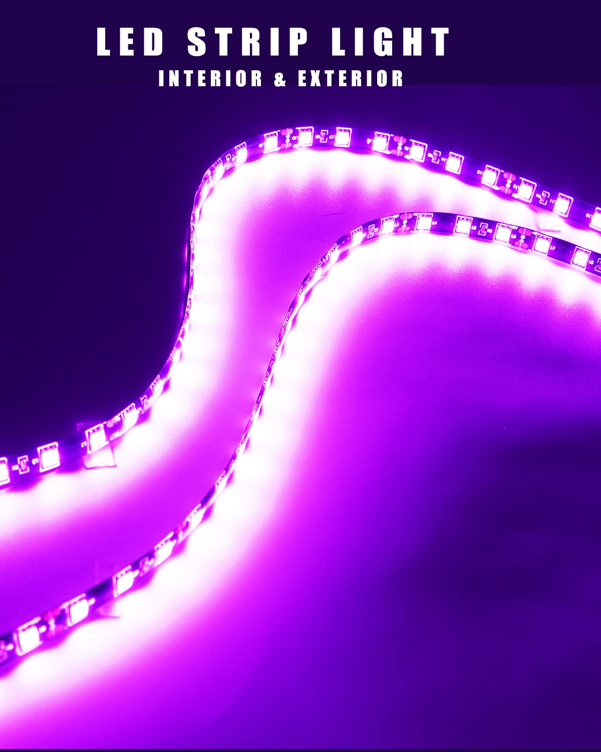 Car Led Strip Lights 24' Connectable 12V Led Light Strip For Cars Golf Cart Boat Marine Motorcycle Interior & Exterior Waterproof Led Strip Pink, 4Pack