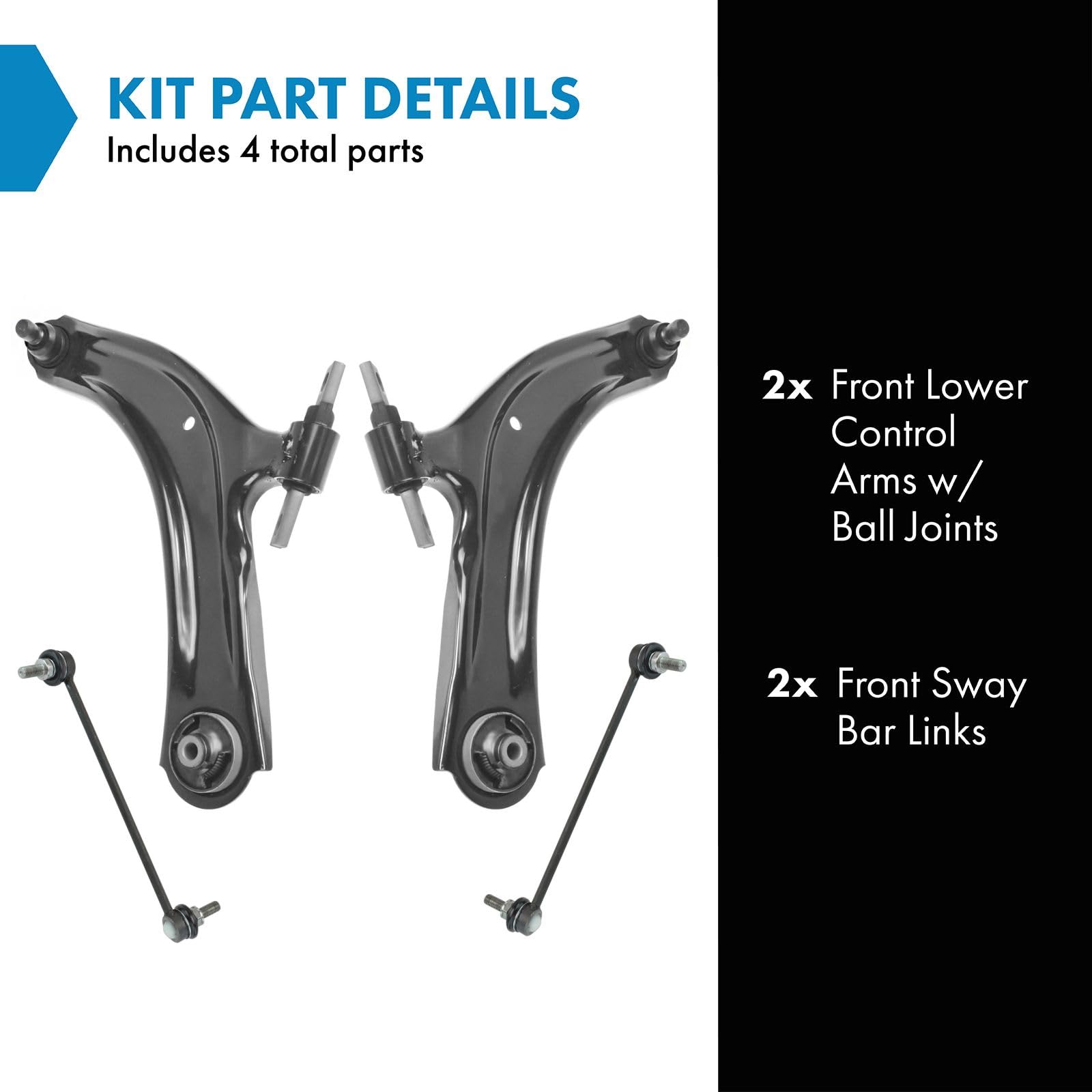 Trq Front Suspension Kit Control Arm With Ball Joint Sway Bar Stabilizer Link Compatible With 2008-2013 Nissan Rogue 2014-2015 R