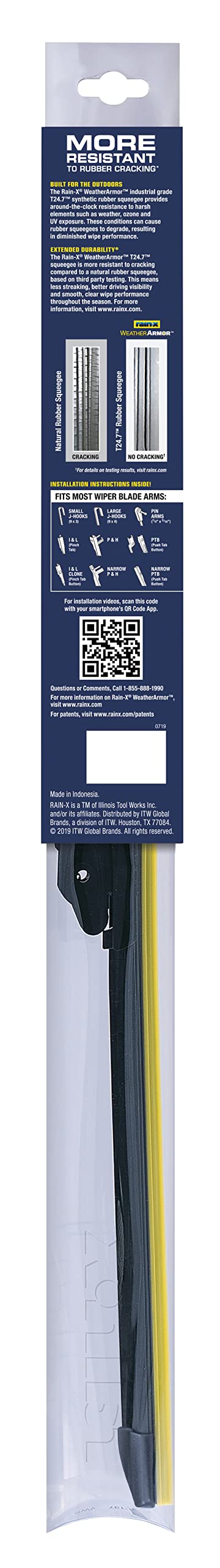 Rain-X 830226 Weatherarmor Beam Wiper Blades, 26 Inch Windshield Wipers (Pack Of 1), Automotive Replacement Windshield Wiper Blades With Industrial Grade Synthetic Rubber Squeegee