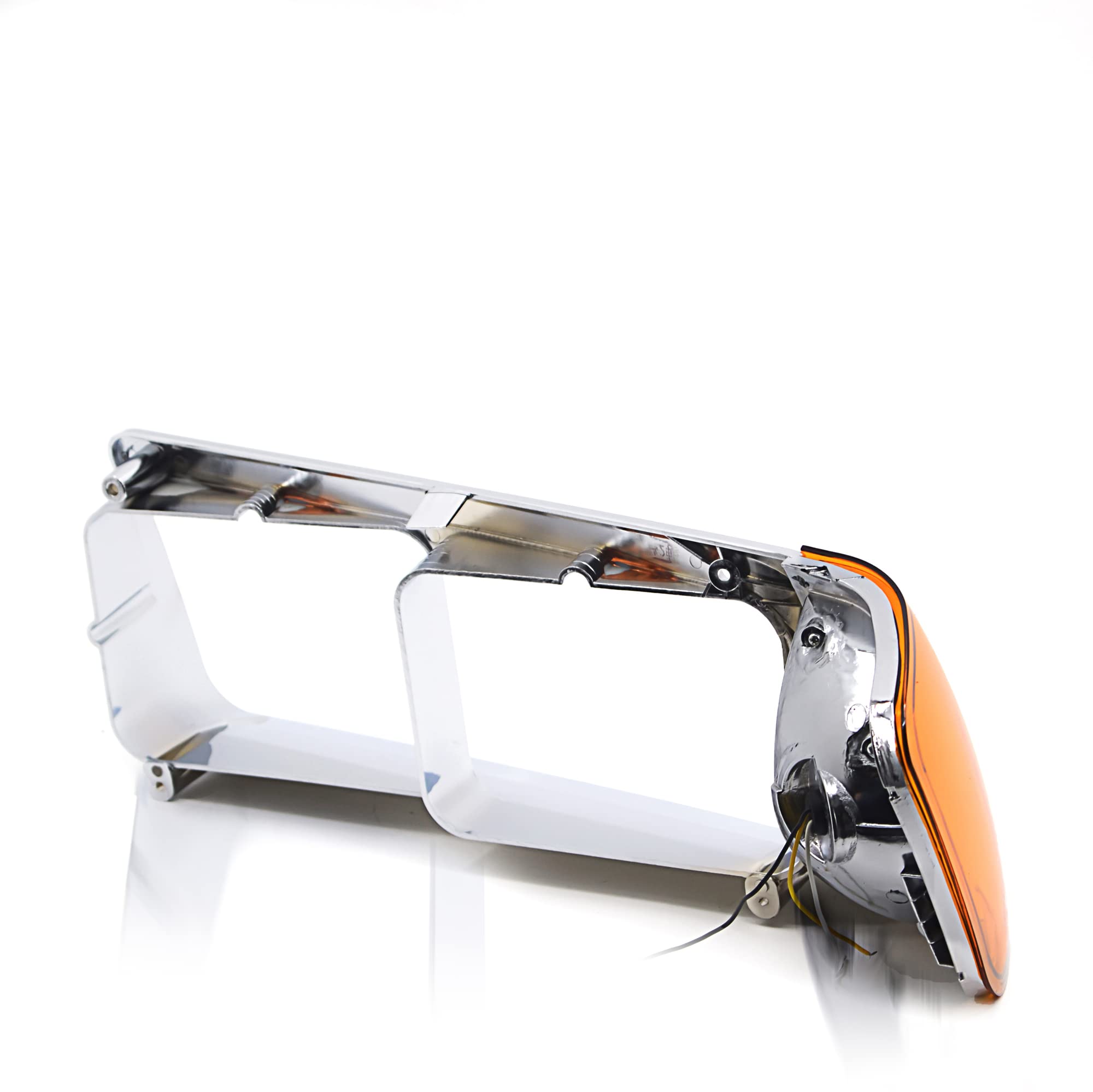 Torque Headlight Bezel Passenger Right Side Replacement for 1989-2002 Freightliner FLD semi Trucks with Amber LED Turn Signal Light Assembly DOT SAE Approved 3 Wires RH (TR039-R)