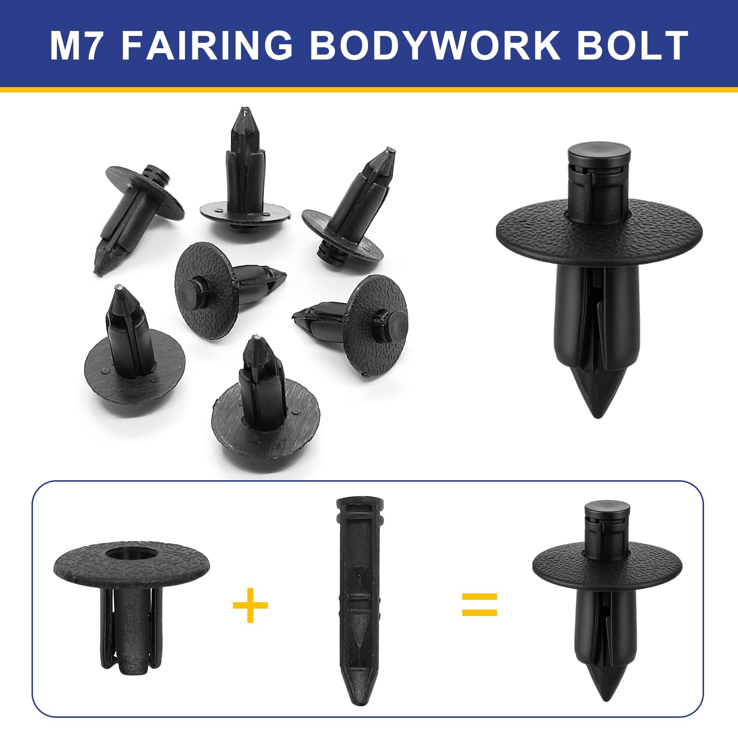 Plastic Rivets, 120pcs Plastic Push Pin Clips Body Rivets Compatible with UTV ATV Motorcycle M6 M7 M8 Retainer Fastener Replace