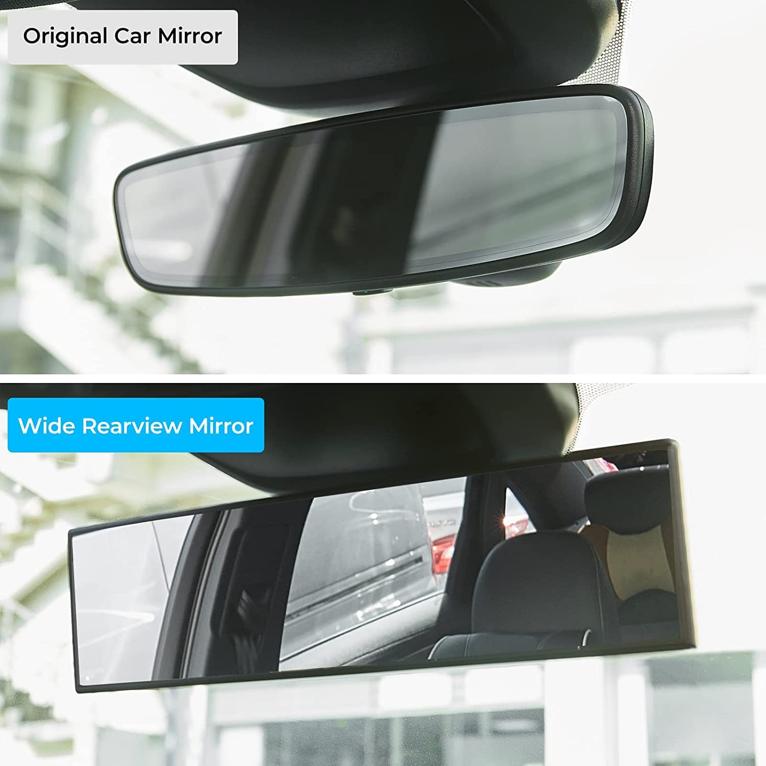 Joytutus Rear View Mirror, Universal 11.81 Inch 2 Pack Panoramic Convex Rearview Mirror, Interior Clip-On Wide Angle Rear View Mirror To Reduce Blind Spot Effectively For Car Suv Trucks - Clear
