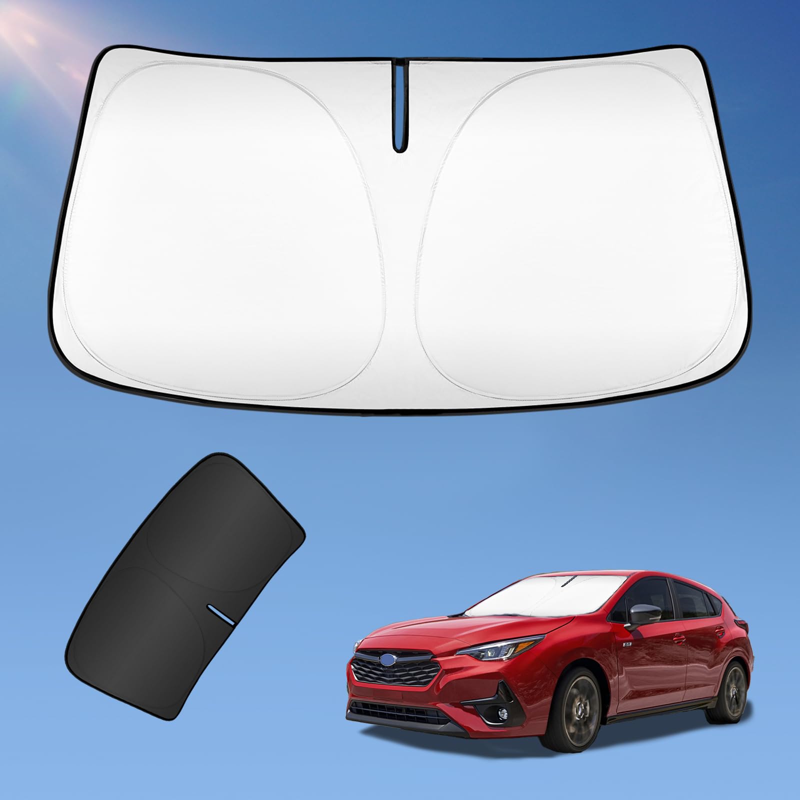 Sun Shade Sunshade For Subaru Impreza 2017-2024 2025 Windshield Cover, 2-Layers Sun Shield 240T Silver Coating Sun Visor For Imp