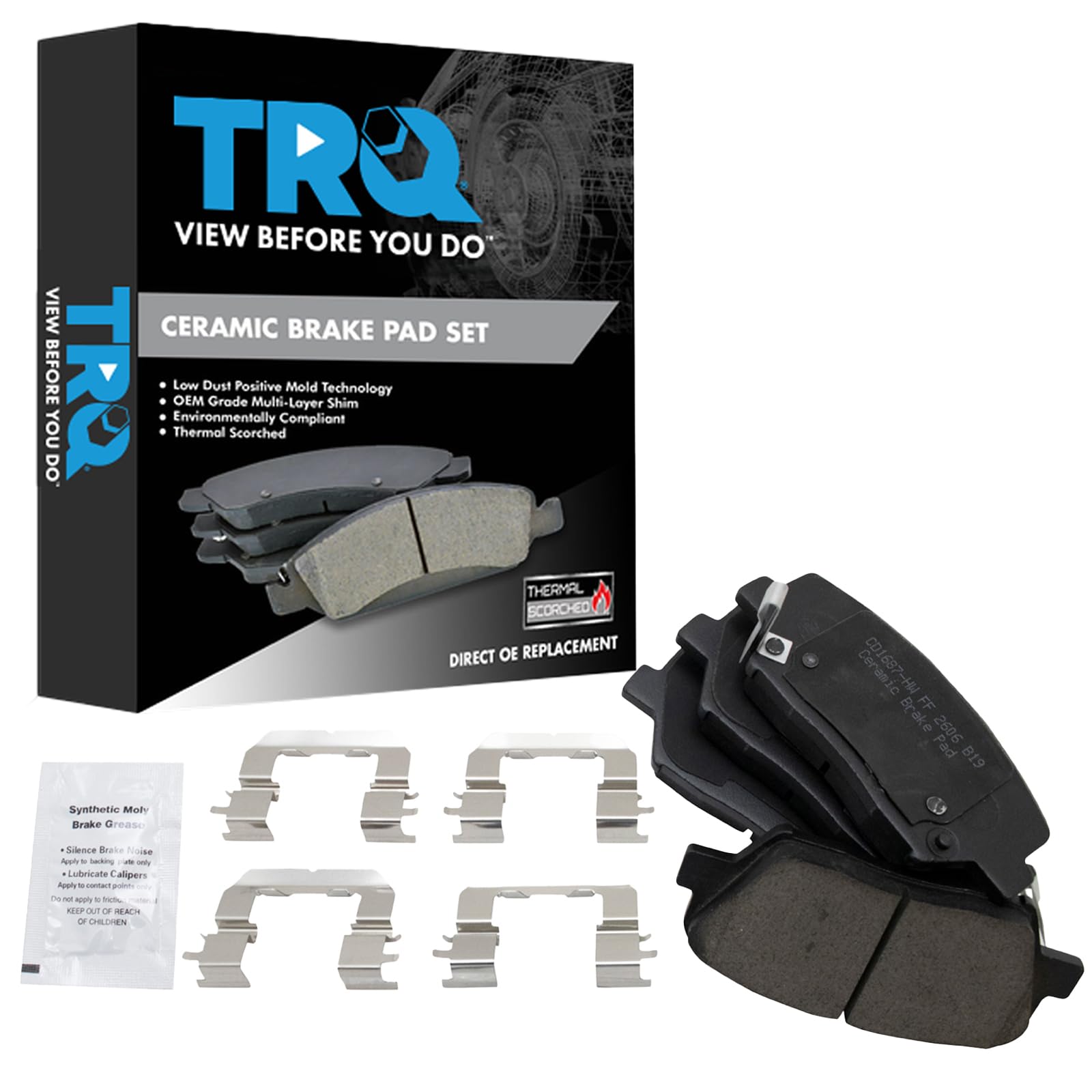 TRQ Front Brake Pads Ceramic Compatible with 2012-2017 Hyundai Azera 2010-2012 Santa Fe 2013-2018 Santa Fe Sport 2011-2015 Kia S