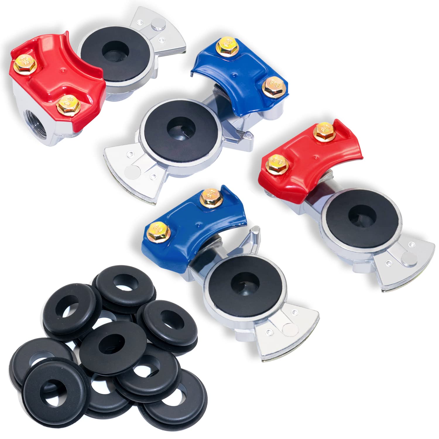 Cheemuii Glad Hands Set 20Pcs Glad Hand Seals Universal Gladhand Aluminum Emergency Air Hose Brake Coupling Service Handshake Se