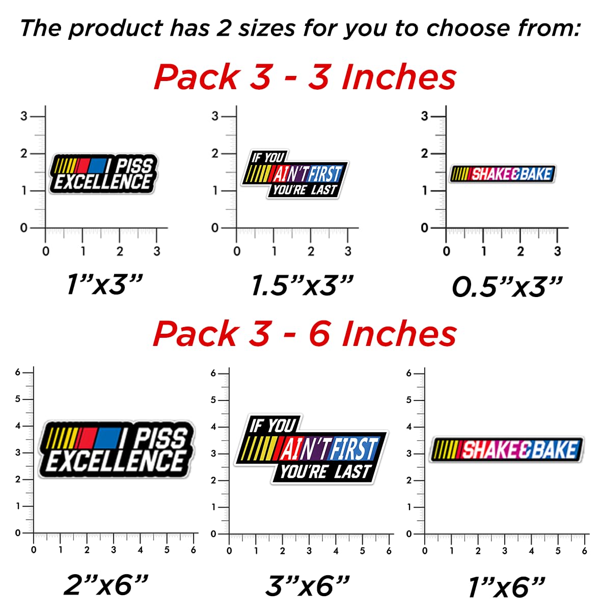 3 PCs Shake and Bake If You Ain't First You're Last Racing Quote Sticker for Bike Car Truck Motorbike Helmet 6 Inches