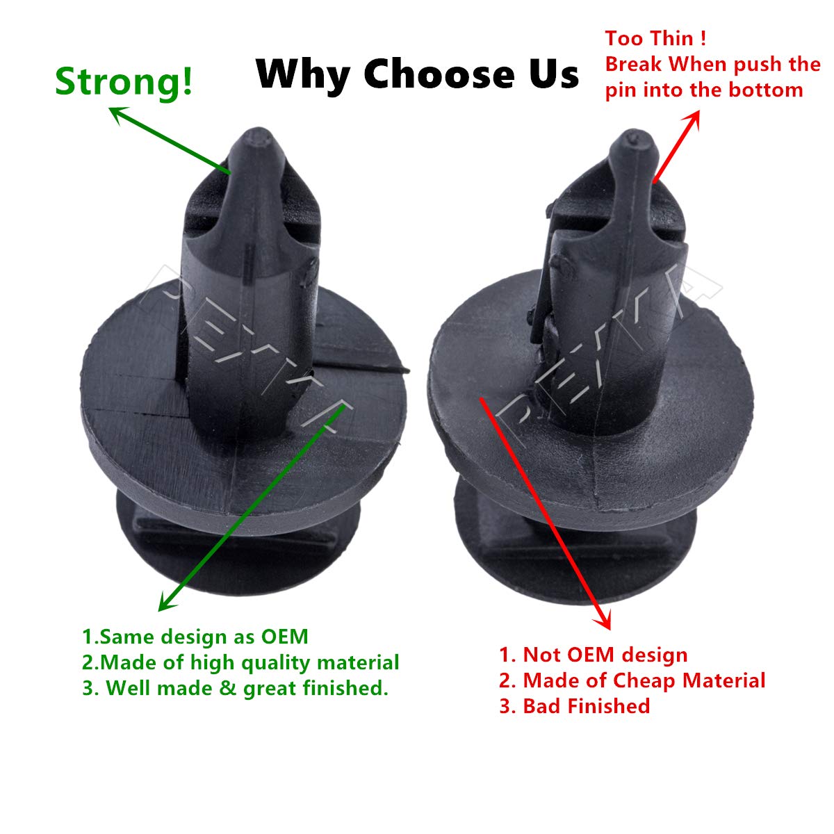 Rexka 25Pcs Grille Push Pin Retainer Clips Fasteners Rivet 6503598 Compatible With 2007-2020 Jeep Wrangler & 05-10 Grand Cheroke