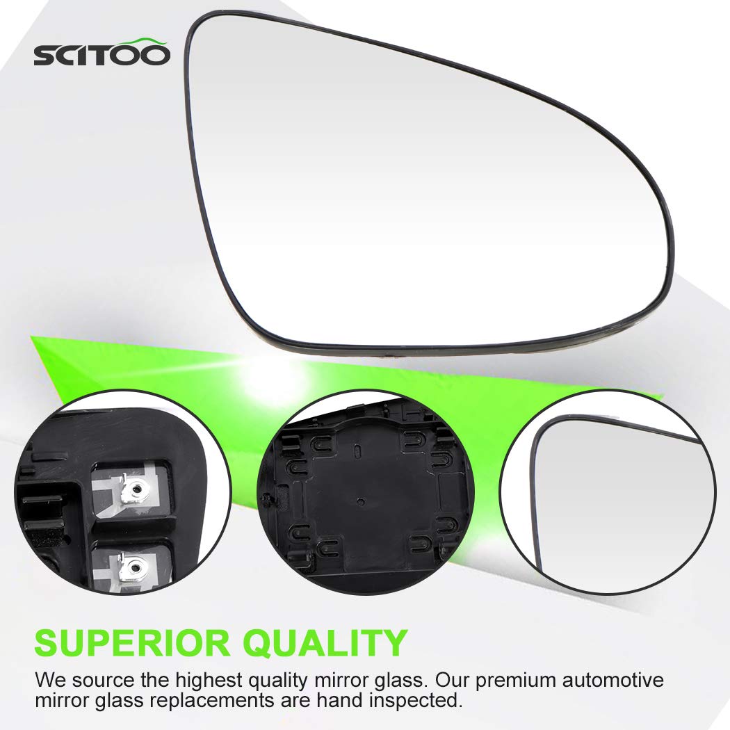 Scitoo Side View Mirror Passenger Side Glass Fit For 2012-2015 2016 2017 For Toyota Camry 2015 Corolla 2014-2017 For Yaris Heated Chrome Door Mirror Glass With Plastic 8K0949102E-Aut