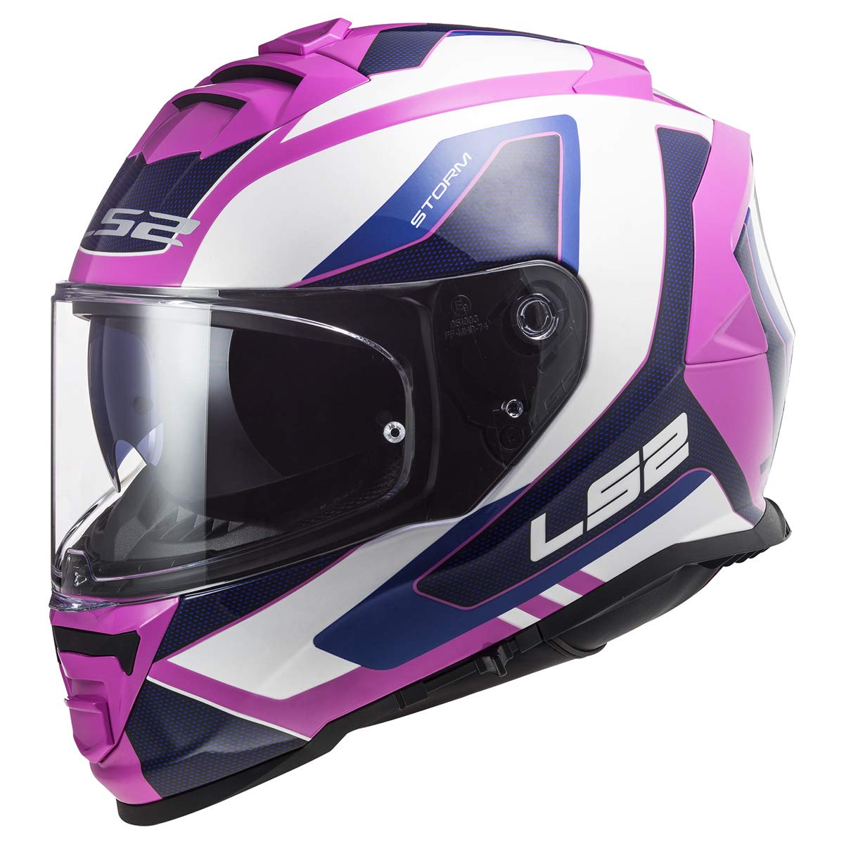 Ls2 Helmets Assault Full Face Motorcycle Helmet W/Sunshield (Techy Gloss White/Pink - X-Large)