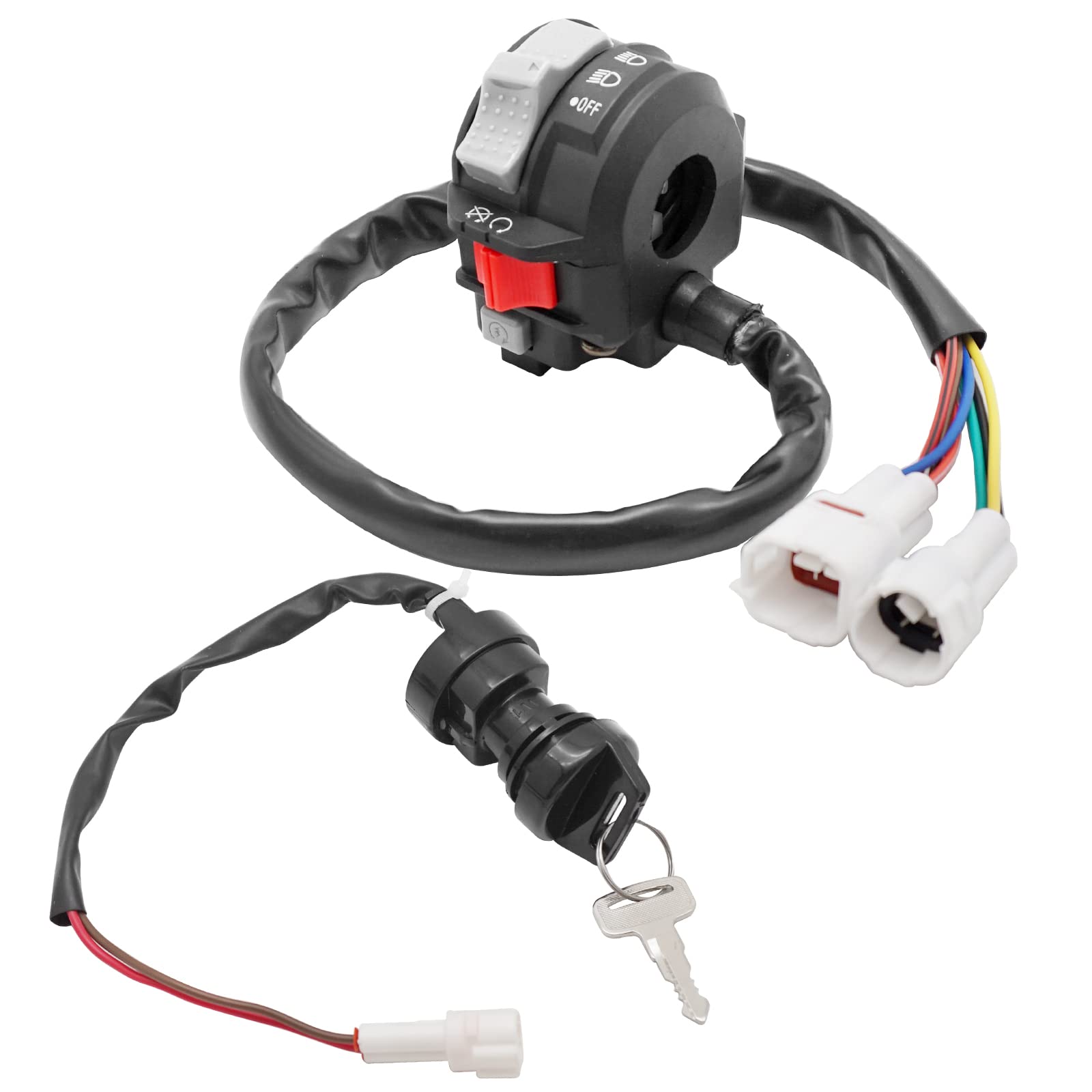 M Mati Start Stop Headlight Switch & Ignition Key Switch For Yamaha 2002-2005 Warrior 350 Wolverine 350 Bear Tracker 250 2004-2013 Raptor 250 Raptor 125 Grizzly 125