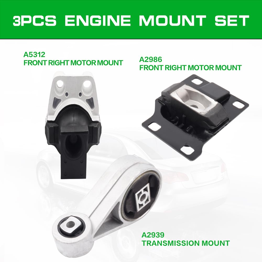 Engine Motor And Transmission Mount Kit Compatible With 2005 2006 2007 Focus 2.0L 2.3L Oe A5312 5S4Z6038Aa A2986 5S4Z7M121A 8S4Z