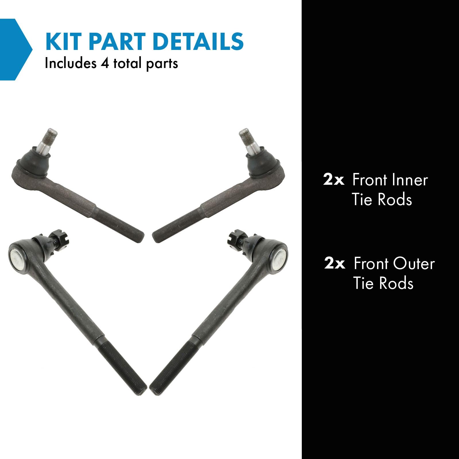 Trq Front Tie Rod Set Compatible With 71-97 Chevrolet 71-95 Gmc