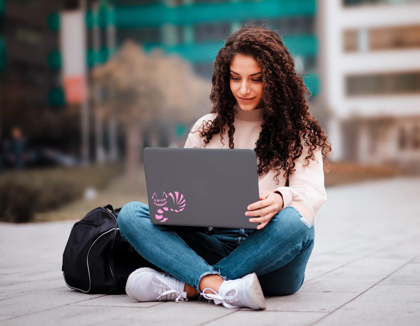 Cheshire Cat Decal Vinyl Sticker Auto Car Truck Wall Laptop | Soft Pink | 5.5" X 5"