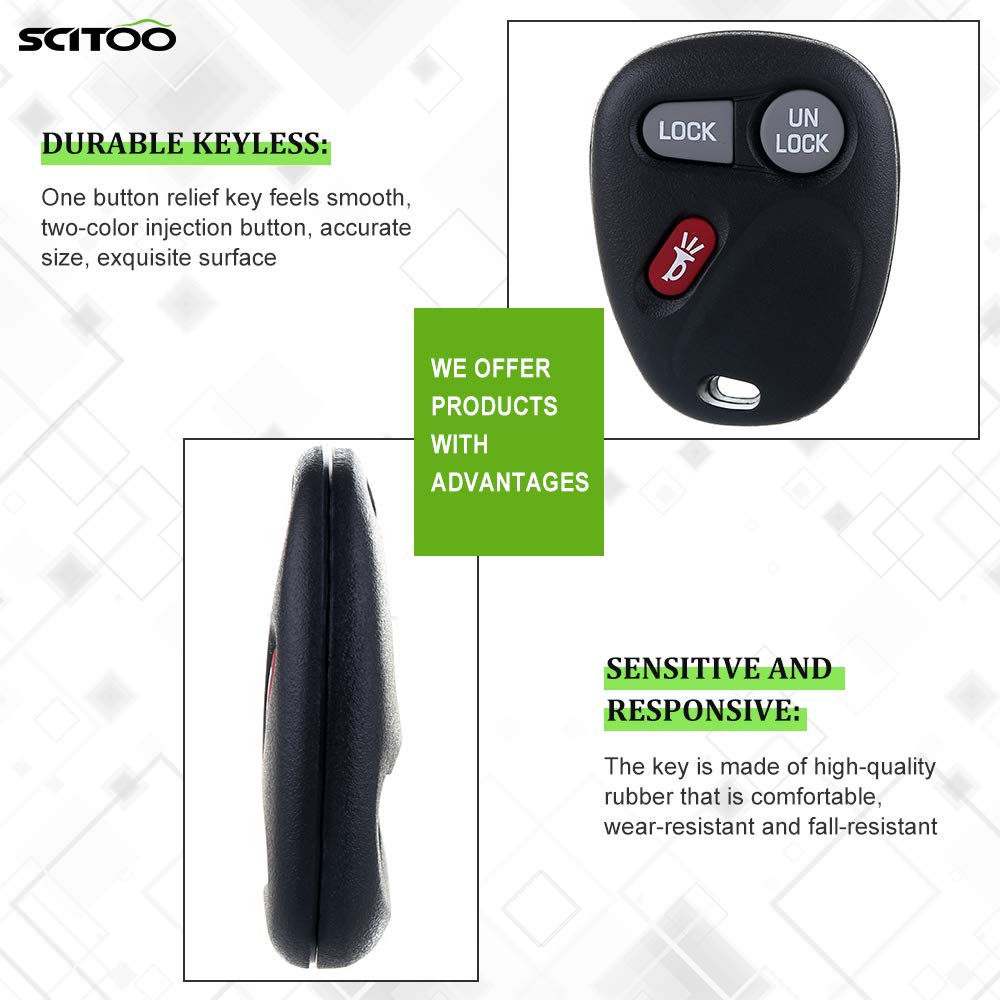 Scitoo Compatible With Keyless Entry Remote Key Fob Fit For Gmc Sierra 1500 Hd 01 02 For Gmc Sierra 2500 01 02 For Gmc Sonoma 01
