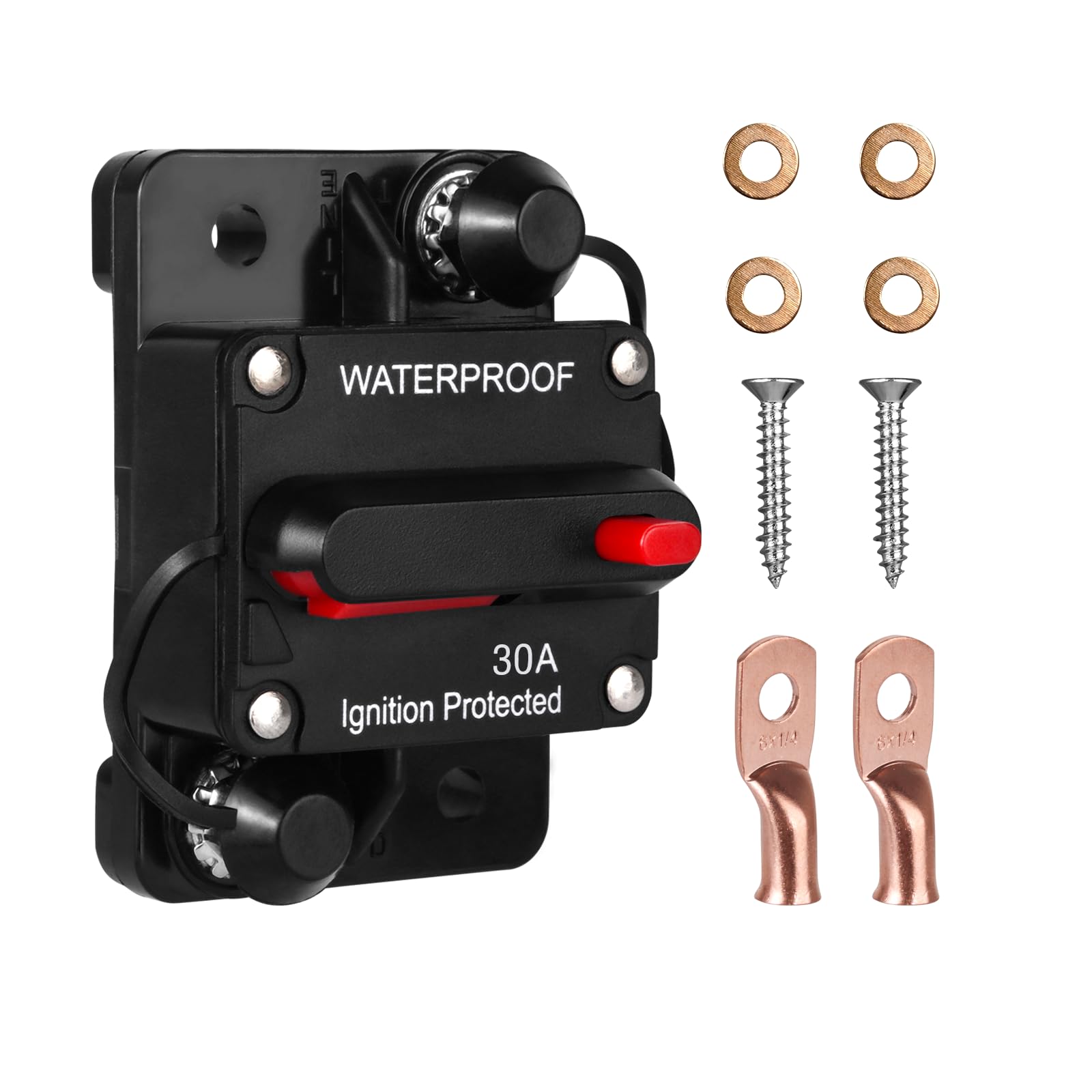 Ozikutech 30 Amp Circuit Breaker Dc 12V - 48V With Manual Reset For Trolling Motor Marine Boat Battery Car Audio Solar System