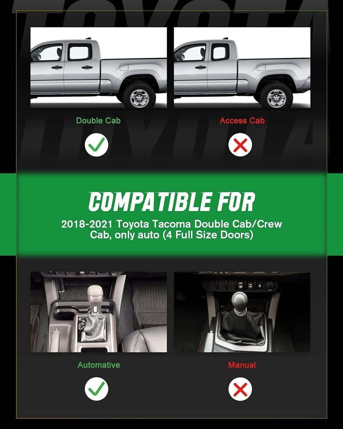 Viwik Floor Mats For Toyota Tacoma 2018 2019 2020 2022 2023 (Only For Double Cab), Automotive All Weather Custom Fit Tpe Floor L