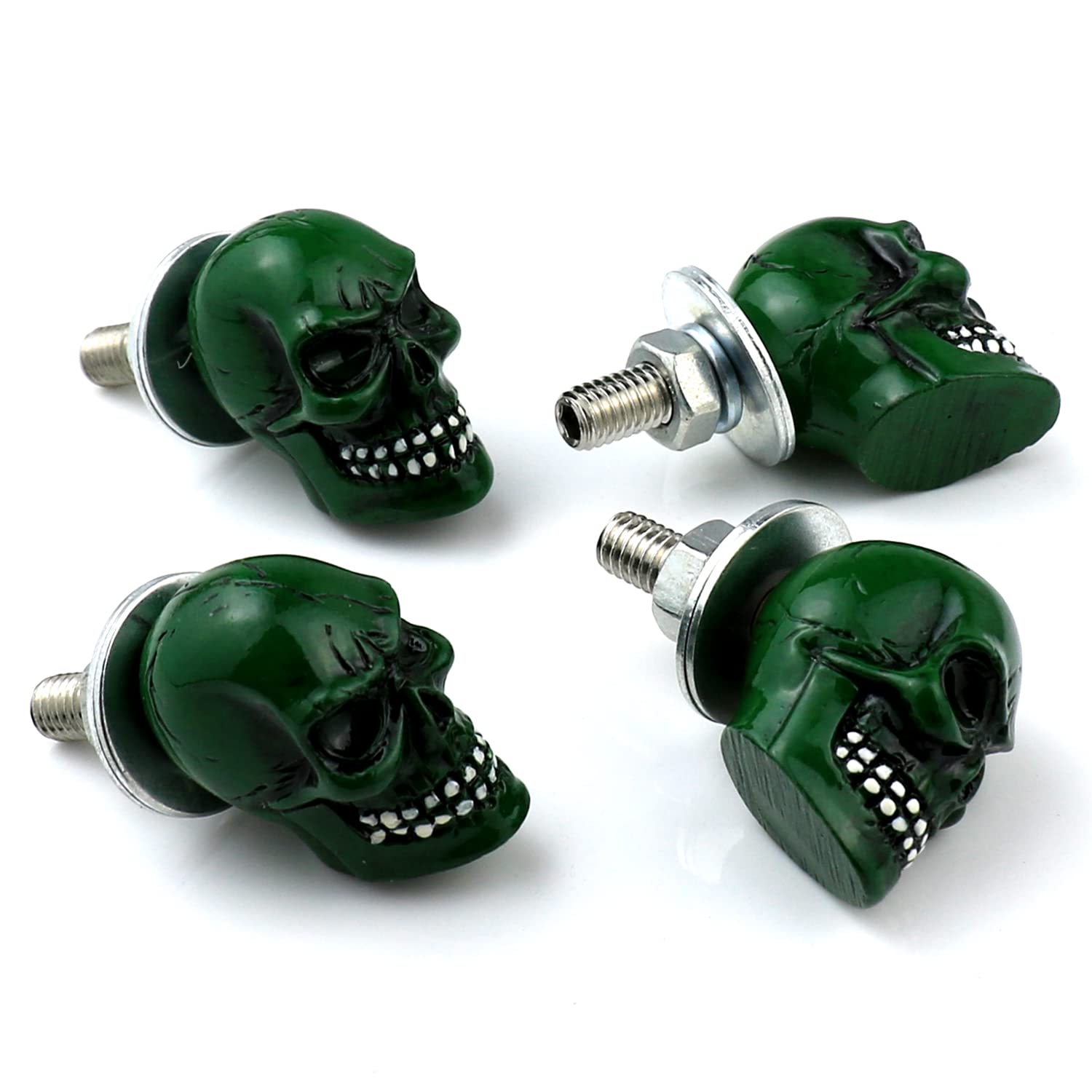 Bashineng Skull License Plate Screws Universal Car Truck Motorcycle License Plate Frames Bolts Fasteners 4 Pack Trim Replacement