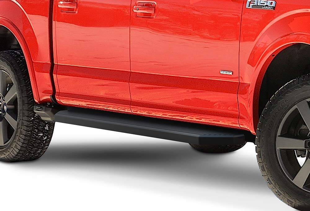 Aps Black Running Boards Compatible With Ford F150 2015-2025 Supercrew Cab & F150 Lightning 2022-2025 & F-250 F-350 Super Duty 2017-2025 Crew Cab (Side Steps Side Bars) 6In Wide Stainless Steel