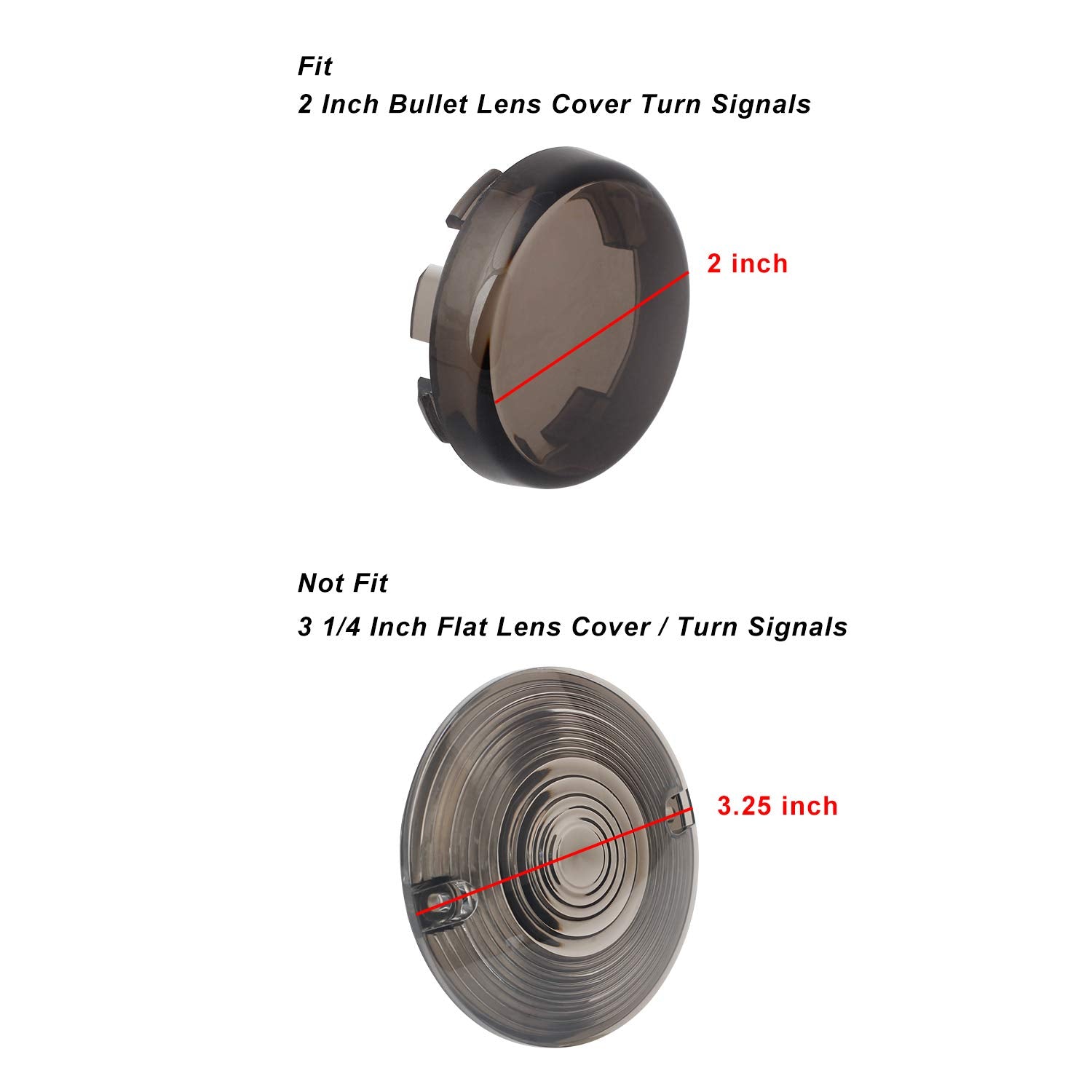 Nthreeauto 2 Inch Bullet Smoked Turn Signal Light Lens Cover With Chrome Visor Bezels Compatible With Harley Dyna Street Glide Road King