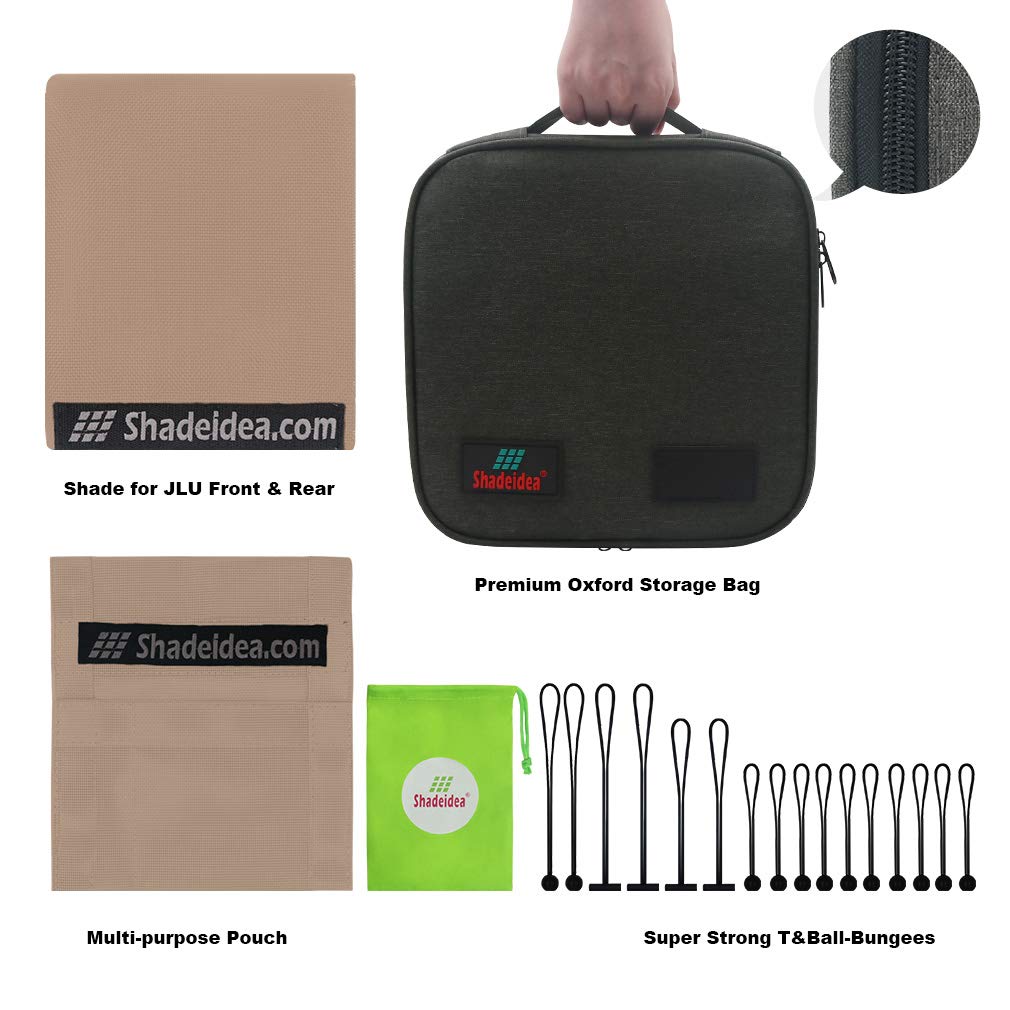 Shadeidea Sun Shade Top For Jeep Wrangler Top Sunshade Jl Unlimited (2018-2023) 4 Door Front And Rear-Tan Mesh Screen Sunshade J