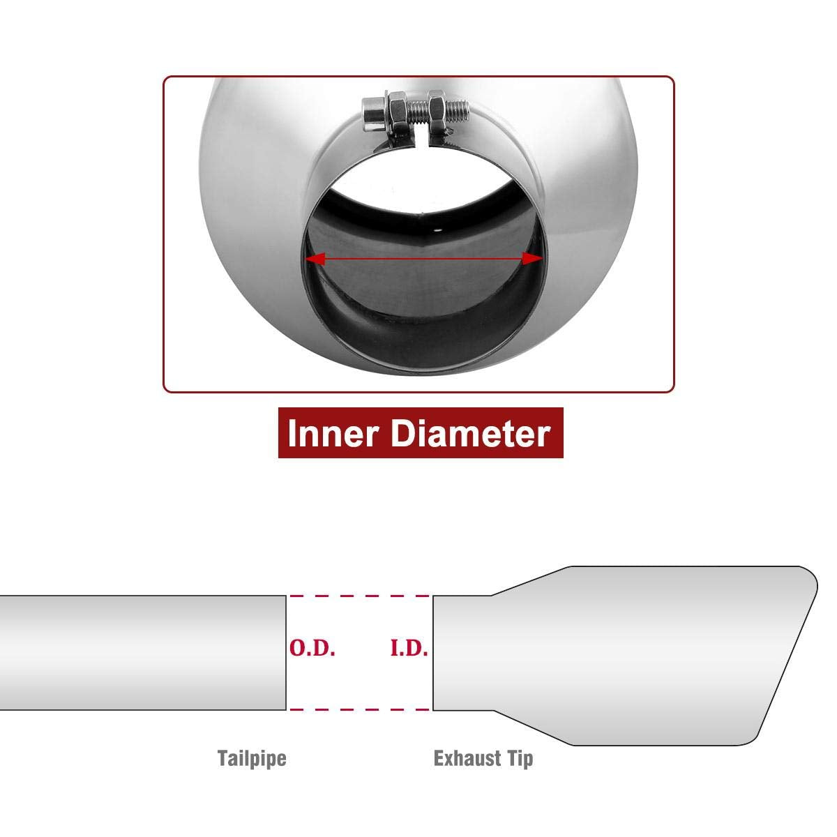 Upower Universal Diesel Trucks Car Exhaust Tip 4 Inch Inlet 6' Outlet 15' Long Stainless Steel Bolt-On