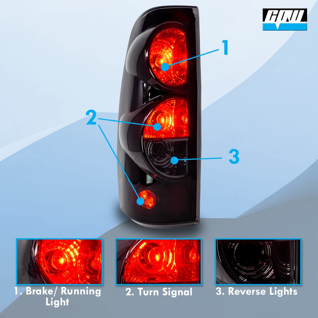 Cpw Tail Lights Compatible With [1999 2000 2001 2002 2003 2004 2005 2006 Chevrolet Silverado] [2007 Classic Body] [1999-2003 Gmc Sierra] Tail Lights (Black Smoke)