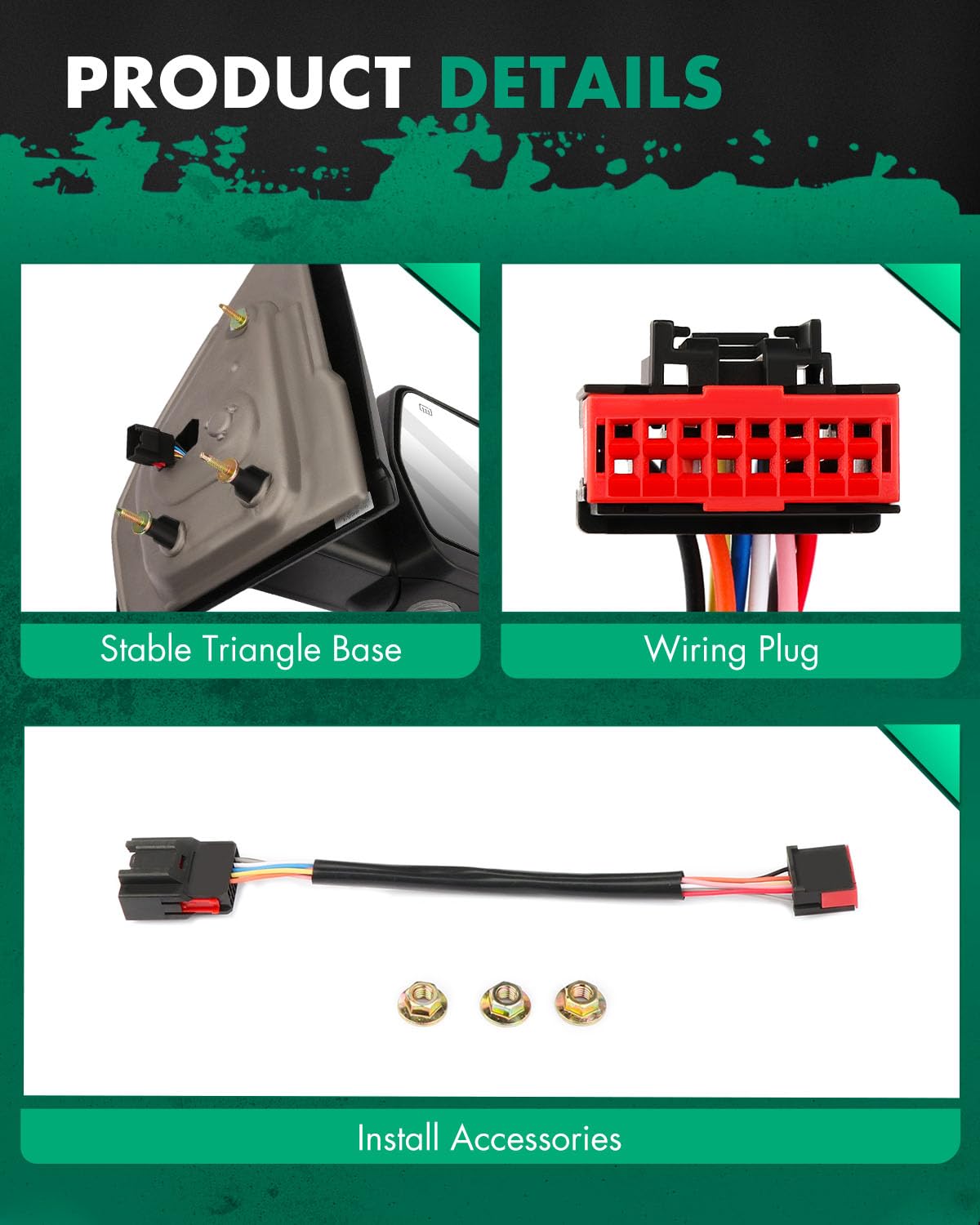 SCITOO Towing Mirror Compatible With 2004-2014 For Ford For F150 A PC(Right Side Towing Mirror) With Power Adjusted Heated Turn