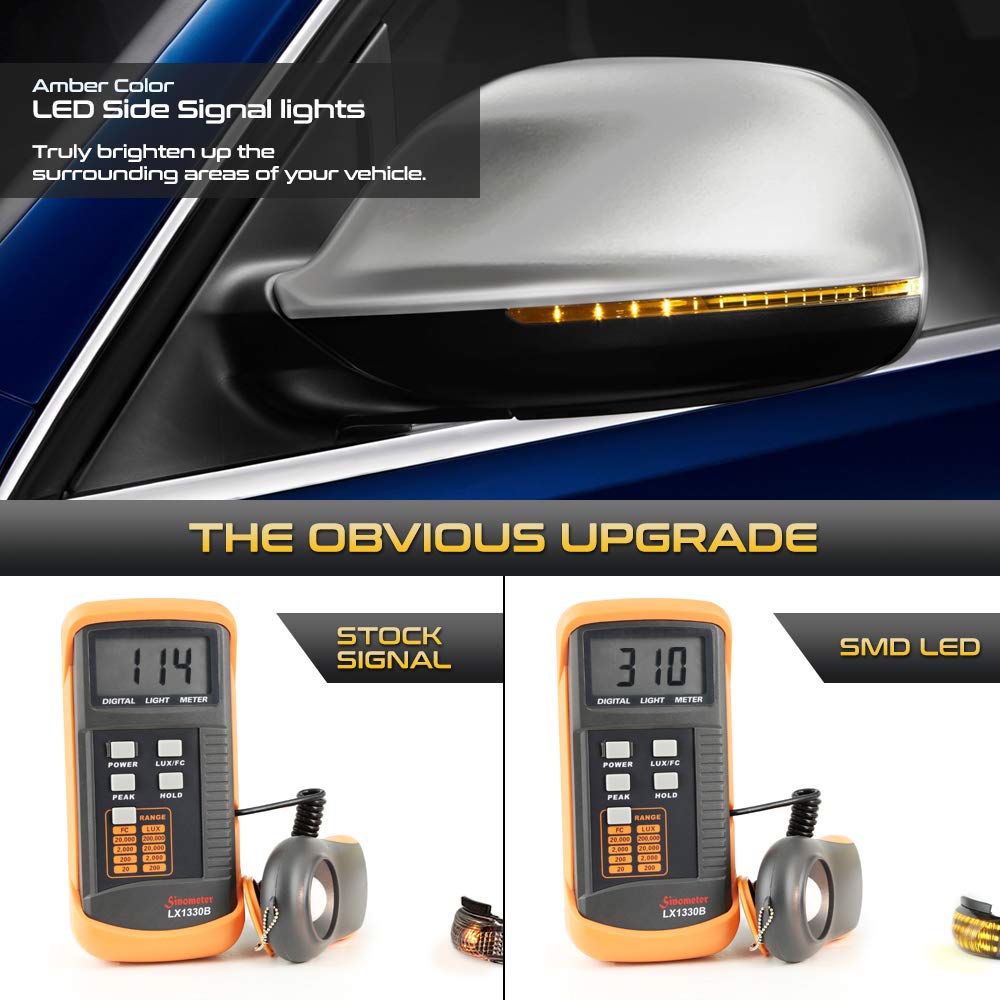 [Sequential Turn Signal] Vipmotoz Smoke Lens Full Led Amber Side Marker Light Lamp Assembly Replacement Pair For Toyota Corolla