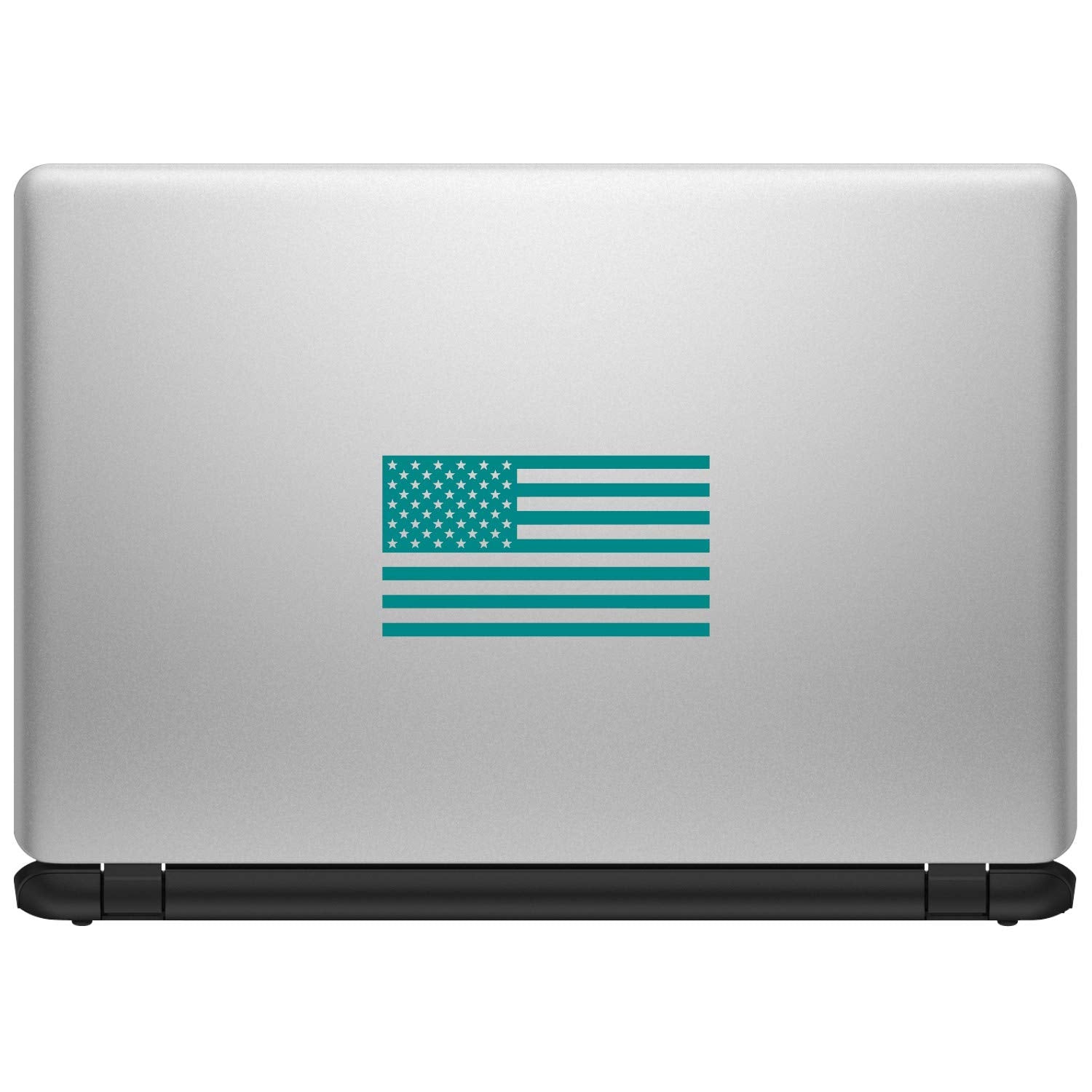 American Us Flag [Pick Color/Size] Vinyl Decal Sticker For Laptop/Car/Truck/Window/Bumper (5In X 2.8In, Matte Turquoise)