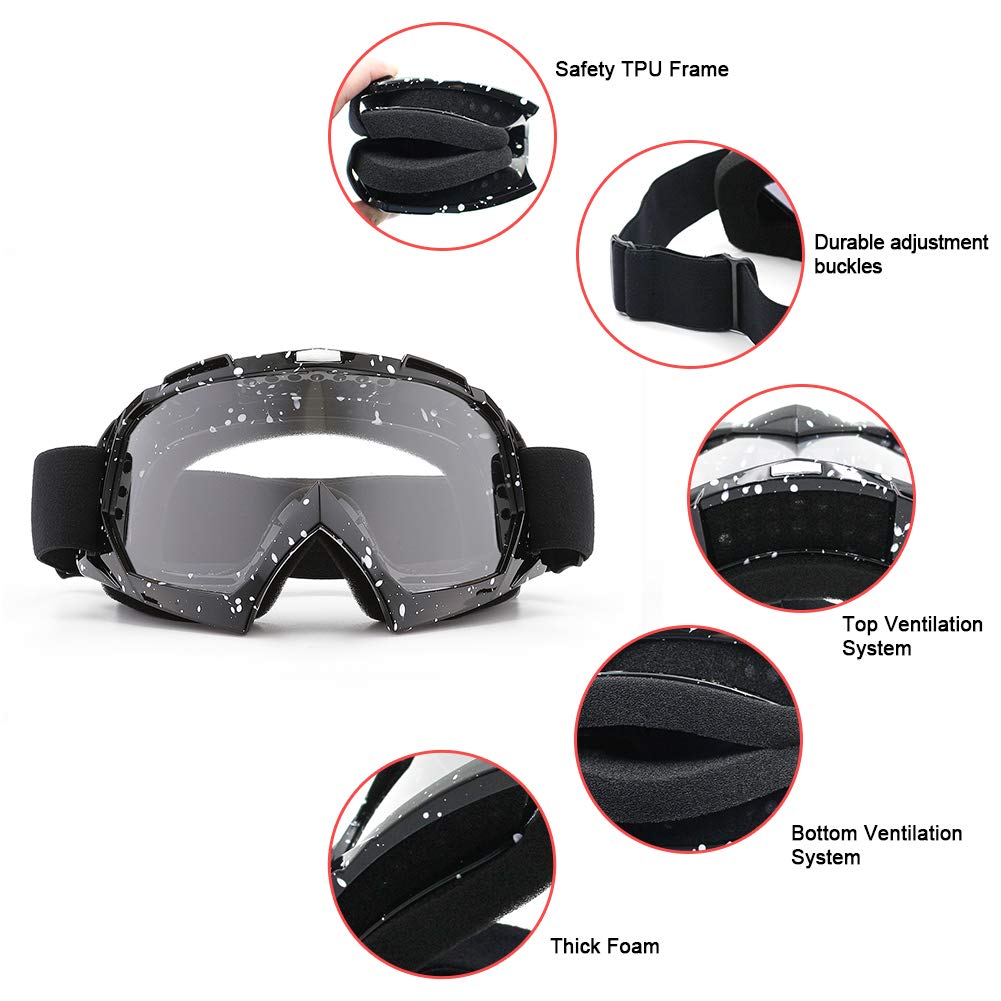 Sposune Dirt Bike Atv Goggles - Uv400 Motorcycle Motocross Riding Goggles, Windproof Dustproof For Adults Men Women Youth