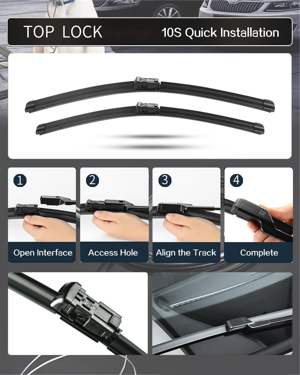 Replacement For Volkswagen Atlas 2018 2019 2020 2021 2022 Silent Wipers -Fapiuo Front Windshield Wipers 26''+22''+12'' Blade Set