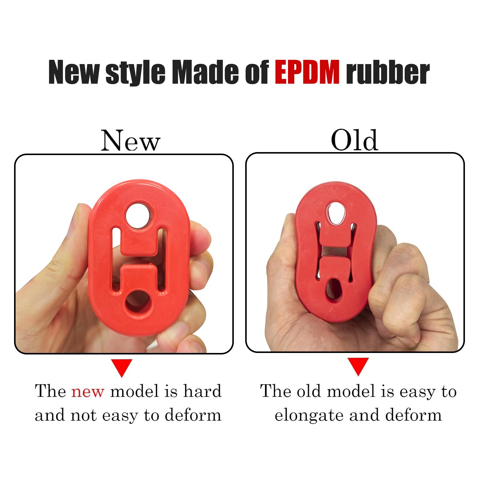 2 Hole Exhaust Hangers Upgrade Epdm Bushing Muffler Insulator Shock Absorbent Mount Bracket High-Density Muffler 12Mm Hole (73Mm X 47Mm X 21Mm) Universal Fit - Pack Of 4 (Red)