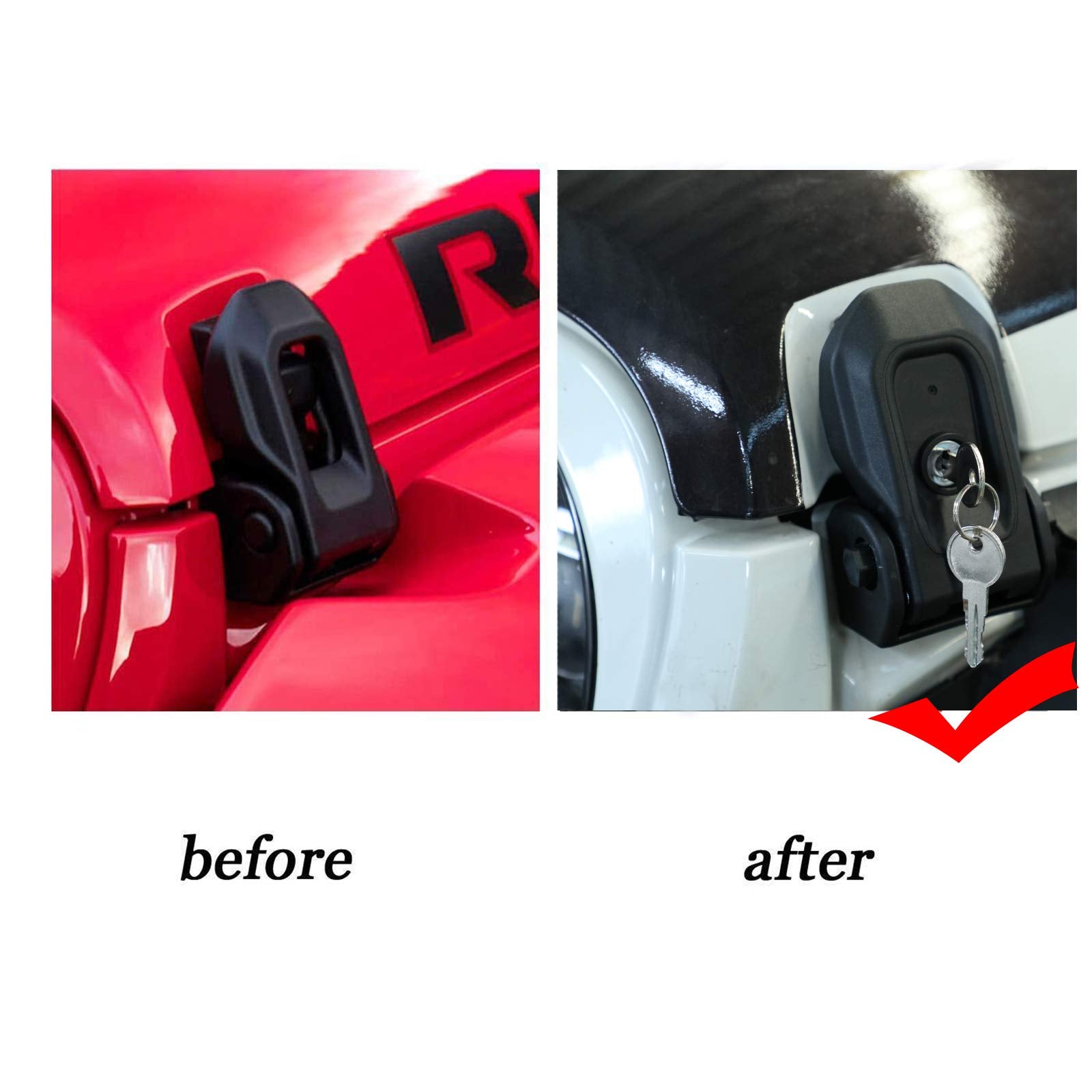 Hood Latches For 2025 2024 2023 2022 2021 2020 2019 2018 Jeep Wrangler Jl Jeep Gladiator Jt Anti-Theft Hood Lock Catch Latches Accessories 2Door 4Door 2Pcs