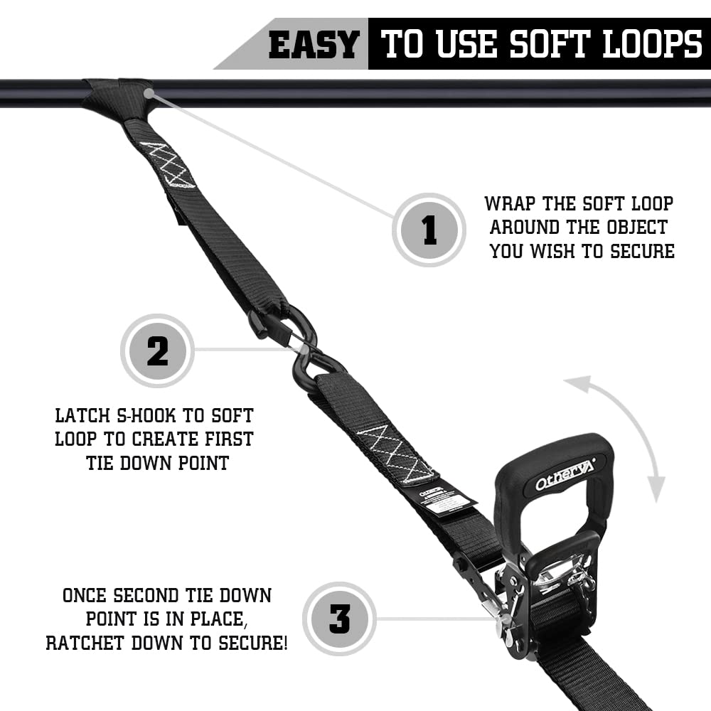 Otherya Tie Down Strap Ratchet Tie Down Straps - 1.6'' X 8 Ft 5208 Lb Break Strength - Cargo Straps For Securing Motorcycle, Kay