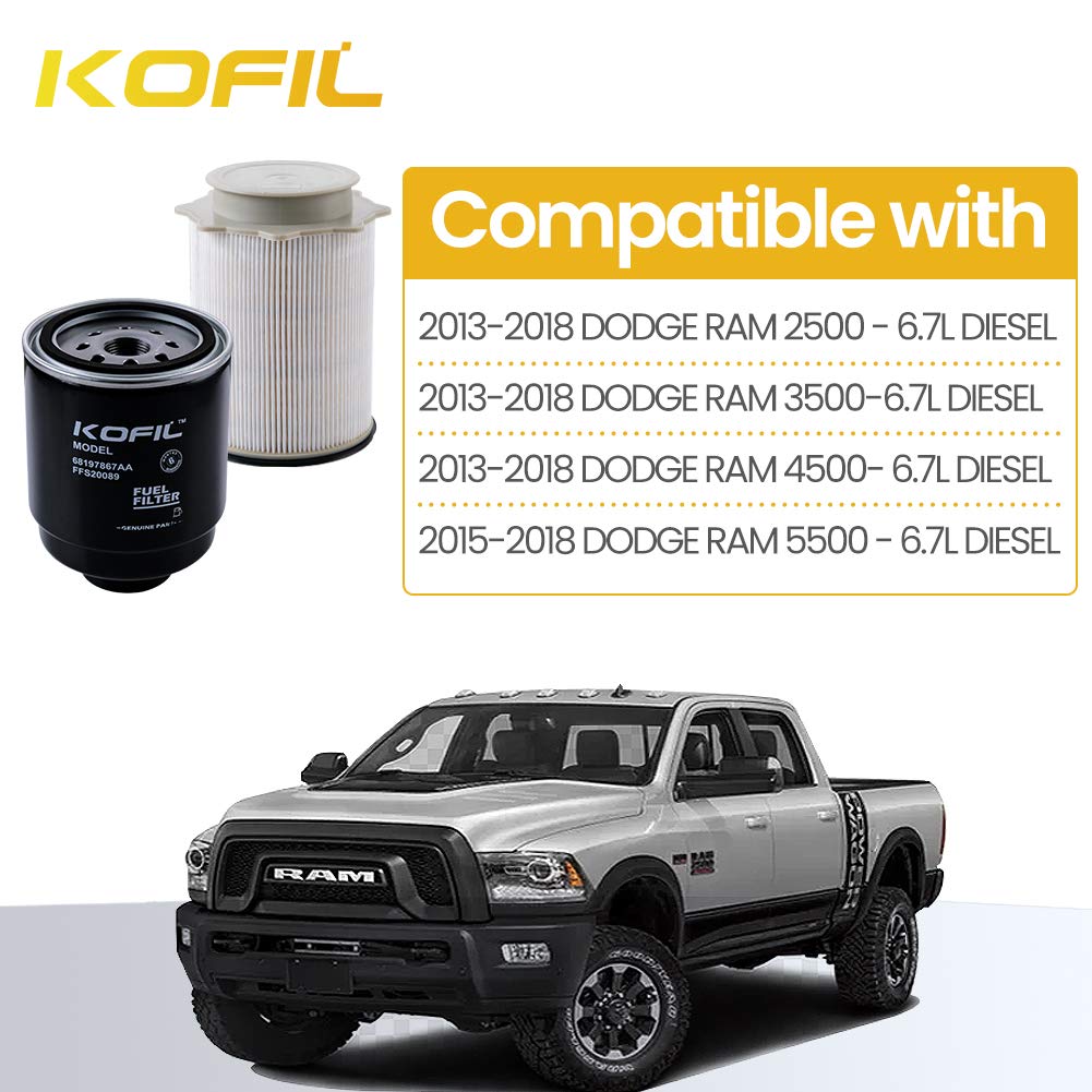 6.7L Cummins Fuel Filter Water Separator Set Replacement For 6.7L Cummins Turbo Diesel Engines 2013-2018 Dodge Ram 2500 3500 450