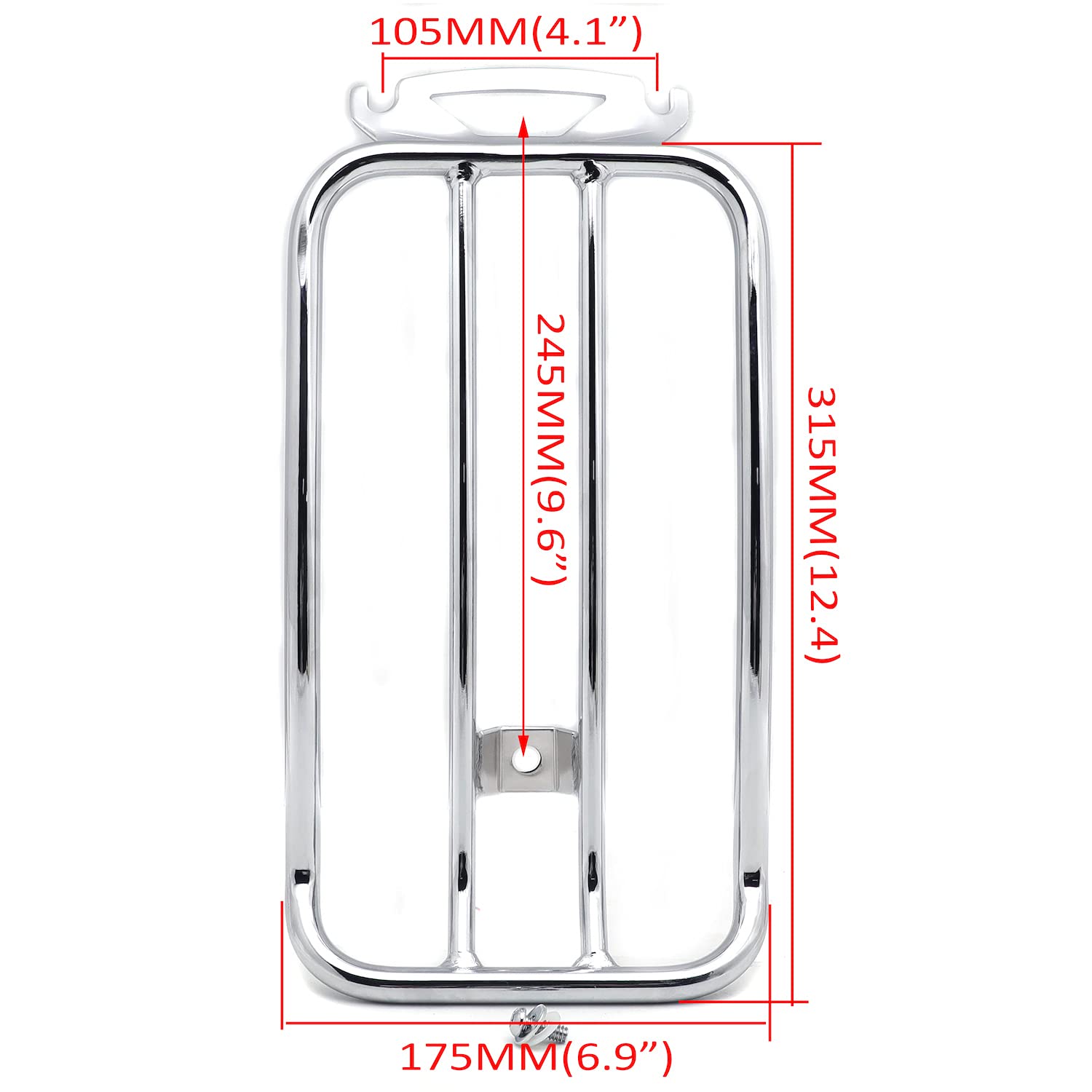 Httmt Lr13- Chrome 14X7 Inches Solo Seat Luggage Rack Compatible With H-D 1997-2015 Touring Flh/T 97-15