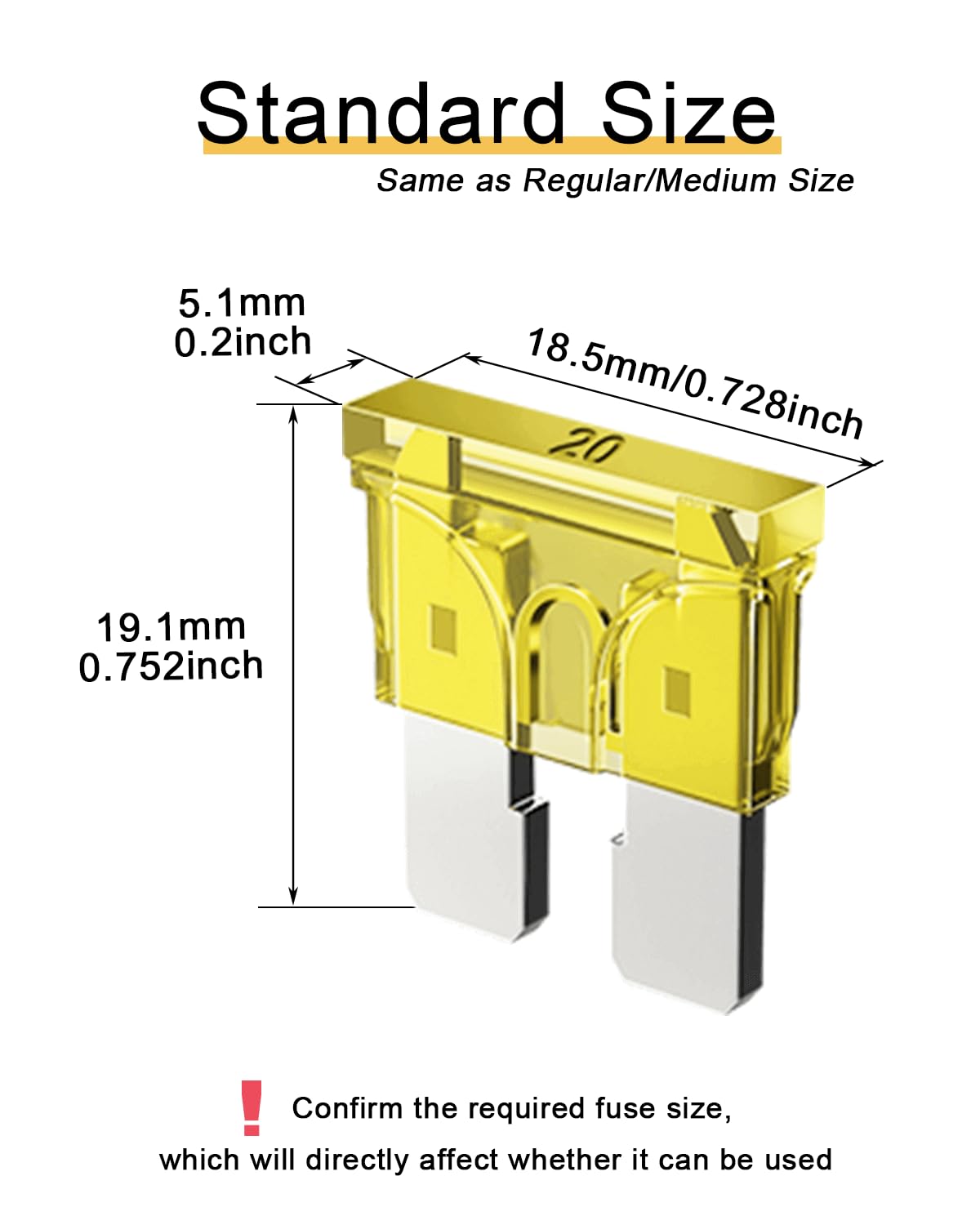 20Pcs 20A Standard Car Fuses - 20 Amp Automotive Fuses(Ato/Apr/Ats), 32V (12/24V) Blade Fuse For Rv/Truck/Suv