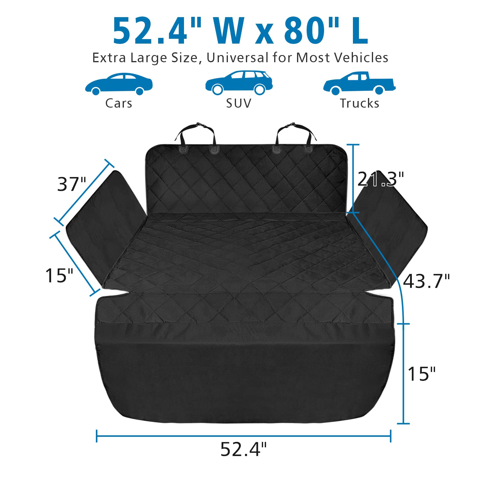 Funnipets Suv Cargo Liner For Dog, Water-Resistant Dog Cargo Liner With Side Flaps Protector, Non-Slip Dog Trunk Cover With Bumper Flap For Suvs Sedans Vans, Universal Fit Large Size, Black
