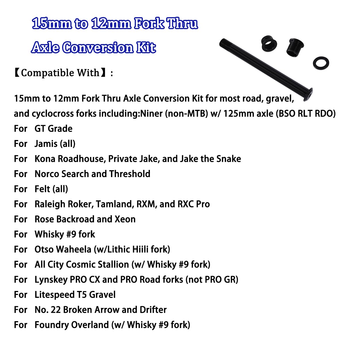Hqparrts 15Mm To 12Mm Fork Thru Axle Conversion Kit Compatible With Most Road, Gravel, And Cross Bikes