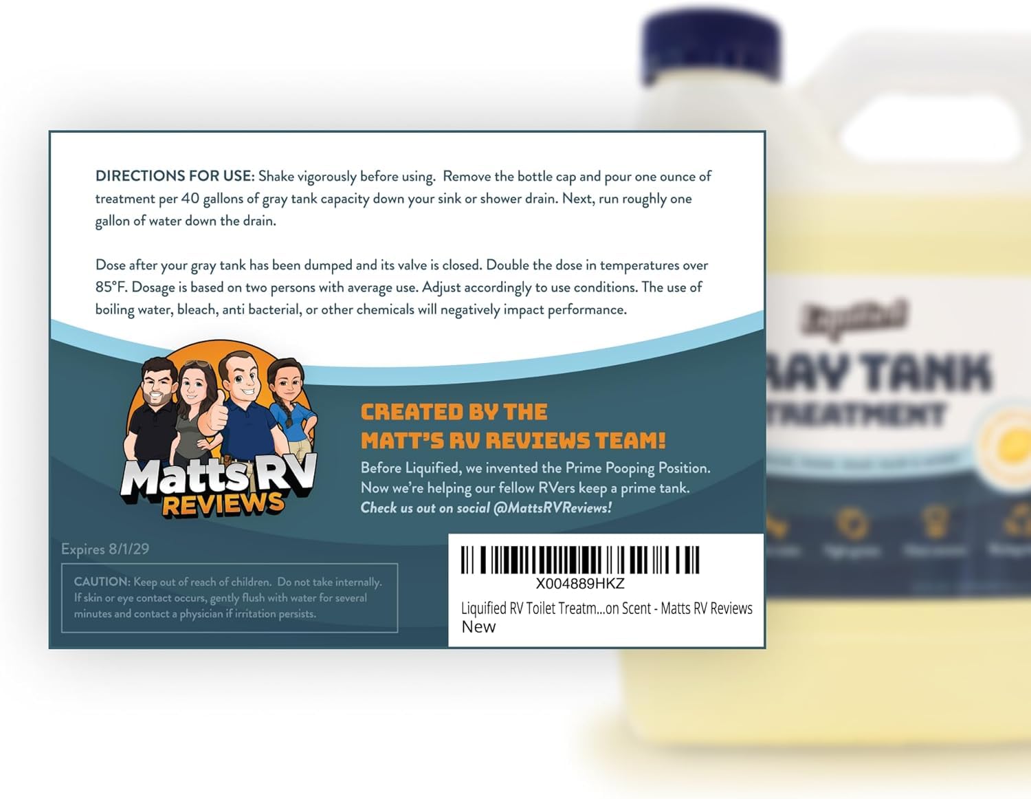 Liquified RV Toilet Treatment - 16 Fl Oz Gray Holding Tank Digester & Odor Eliminator - Lemon Scent - Matts RV Reviews