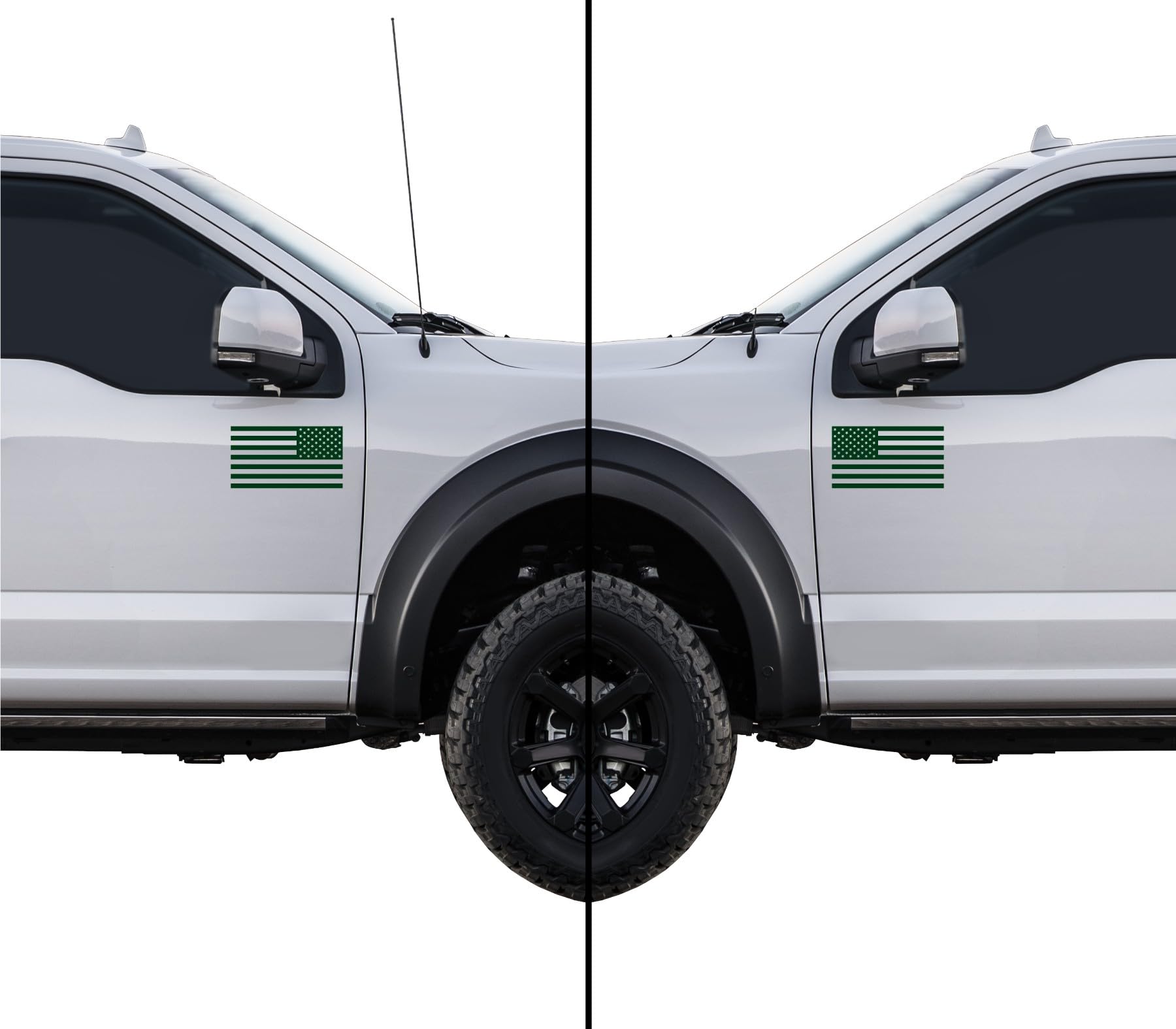 American Us Flag [Pick Color/Size] Vinyl Decal Sticker For Laptop/Car/Truck/Window/Bumper (5In Subdued Pair, Matte Dark Green)