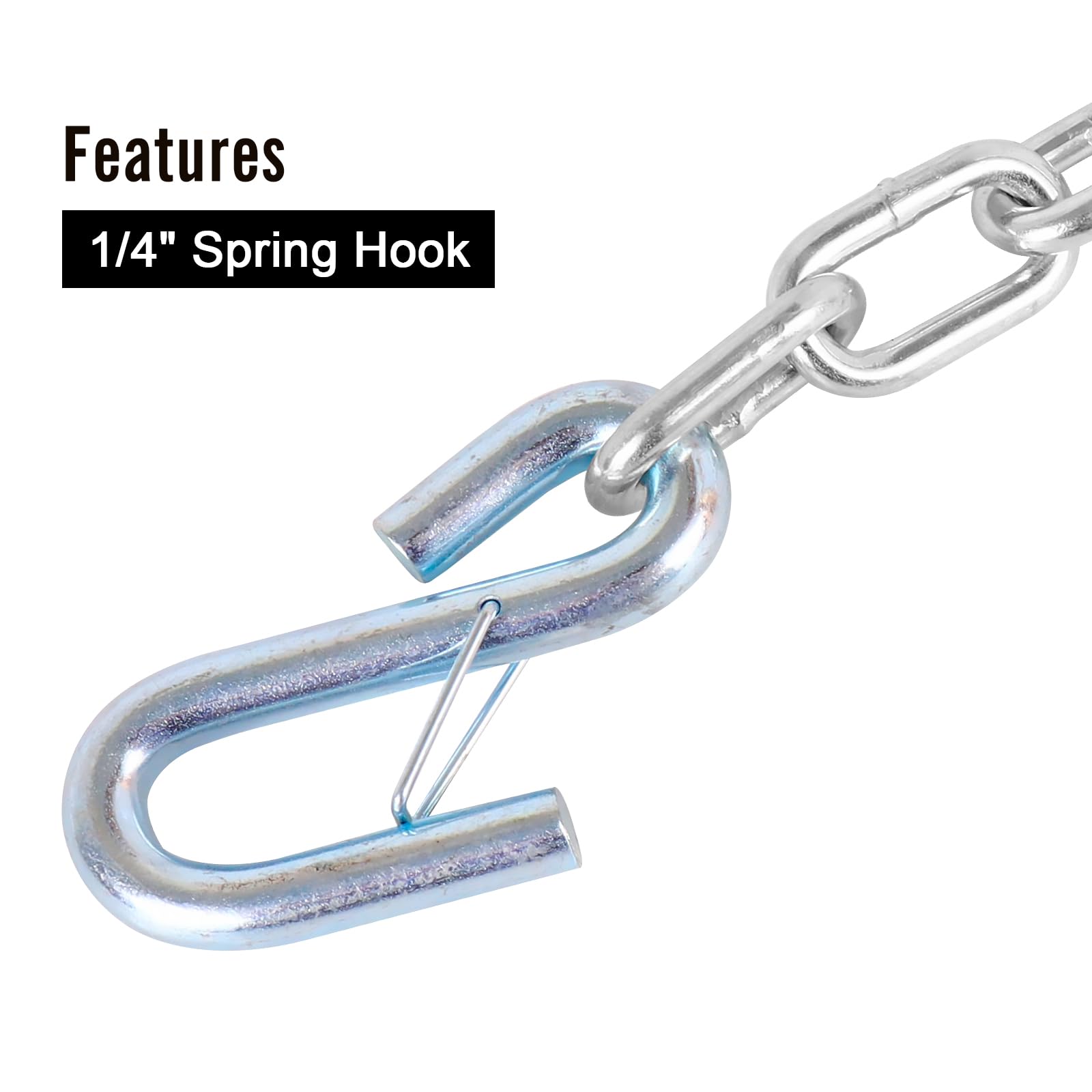 Tnyeobae 27 '' Trailer Safety Chain With 1Pcs 1/4 '' Spring Hook, Grade-30 Metal Safety Chain Kit 5000 Lbs(Pack Of 2)