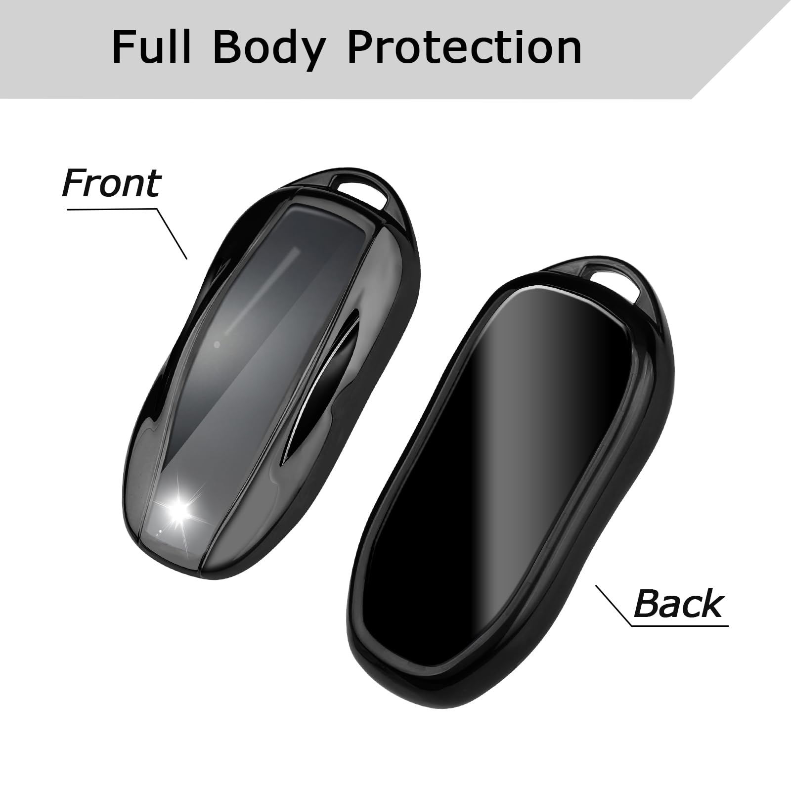 Qbuc For Tesla Key Fob Cover With Keychain Soft Tpu Protection Case Compatible With Tesla Model 3 / Y (Black)