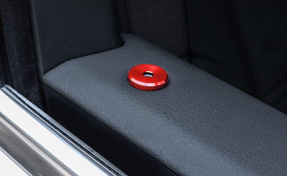 Ijdmtoy 4Pcs Sports Red Aluminum Decorative Door Lock Indicator Light Cap Covers Compatible With Porsche Cayenne Panamera Macan