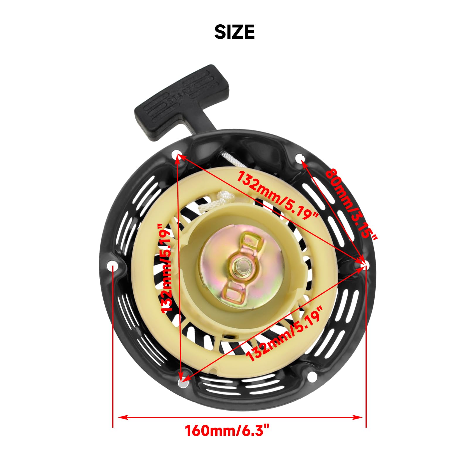 Hiaors Pull Start Recoil Starter Assembly For Predator 212Cc 196Cc 5.5Hp 6.5Hp Ohv Engine Coleman Ct200U Bt200X Baja Trailmaster Kt196 Lawn Mower Generator Pressure Washers Mini Bike Go Kart Parts