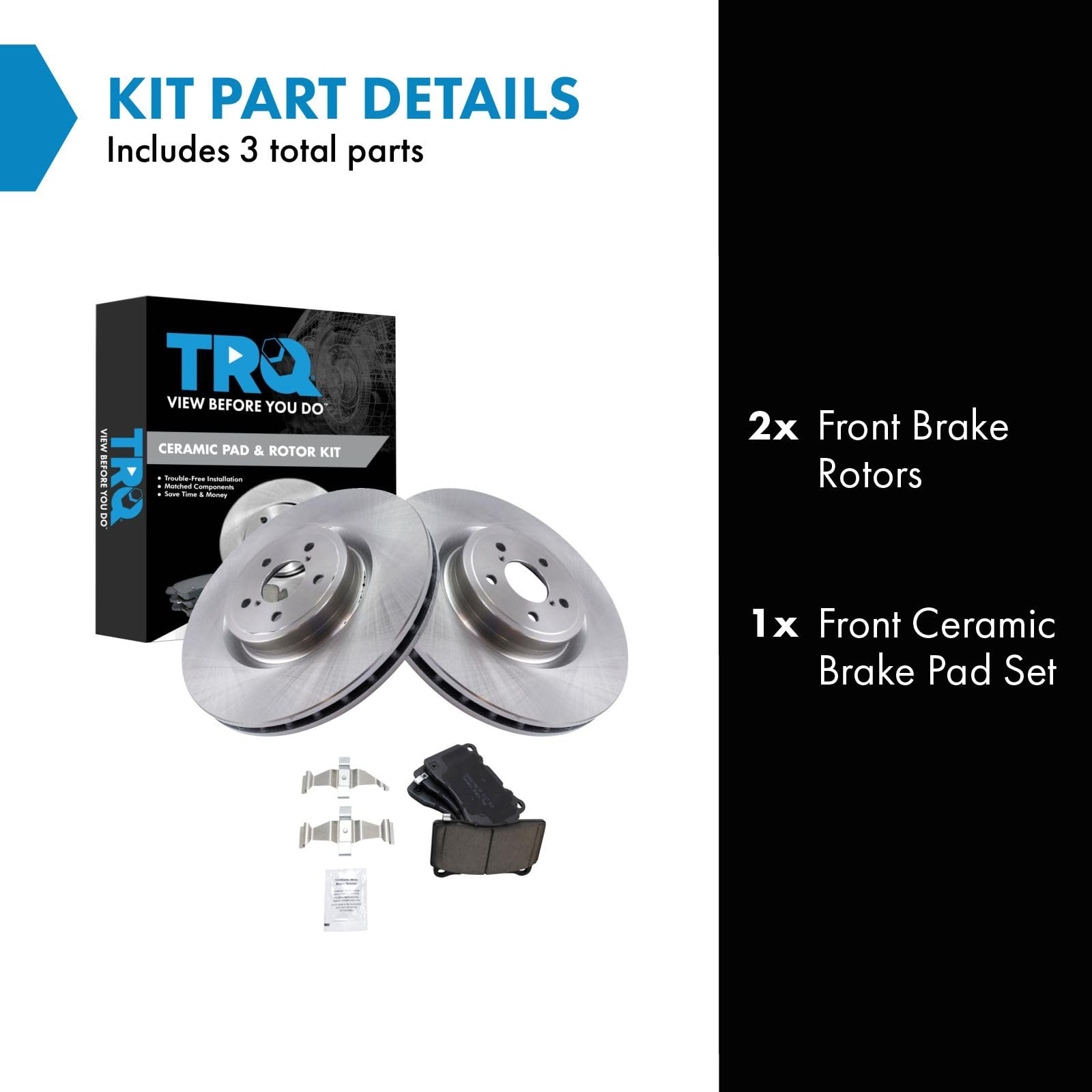 Trq Front Brake Pad & Rotor Kit Brake Pads Brake Rotor Ceramic Compatible With 2017-2019 Subaru Brz 2004 Impreza 2019-2020 Toyot
