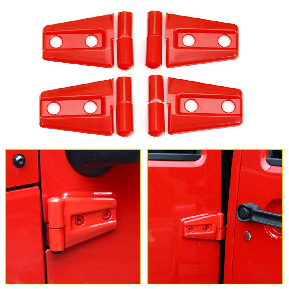 Cherocar Door Hinge Covers Protector Red Kit Fits For Jeep Wranlger Unlimited Rubicon Sahara Sports Accessories 2007-2018 Jk Jku