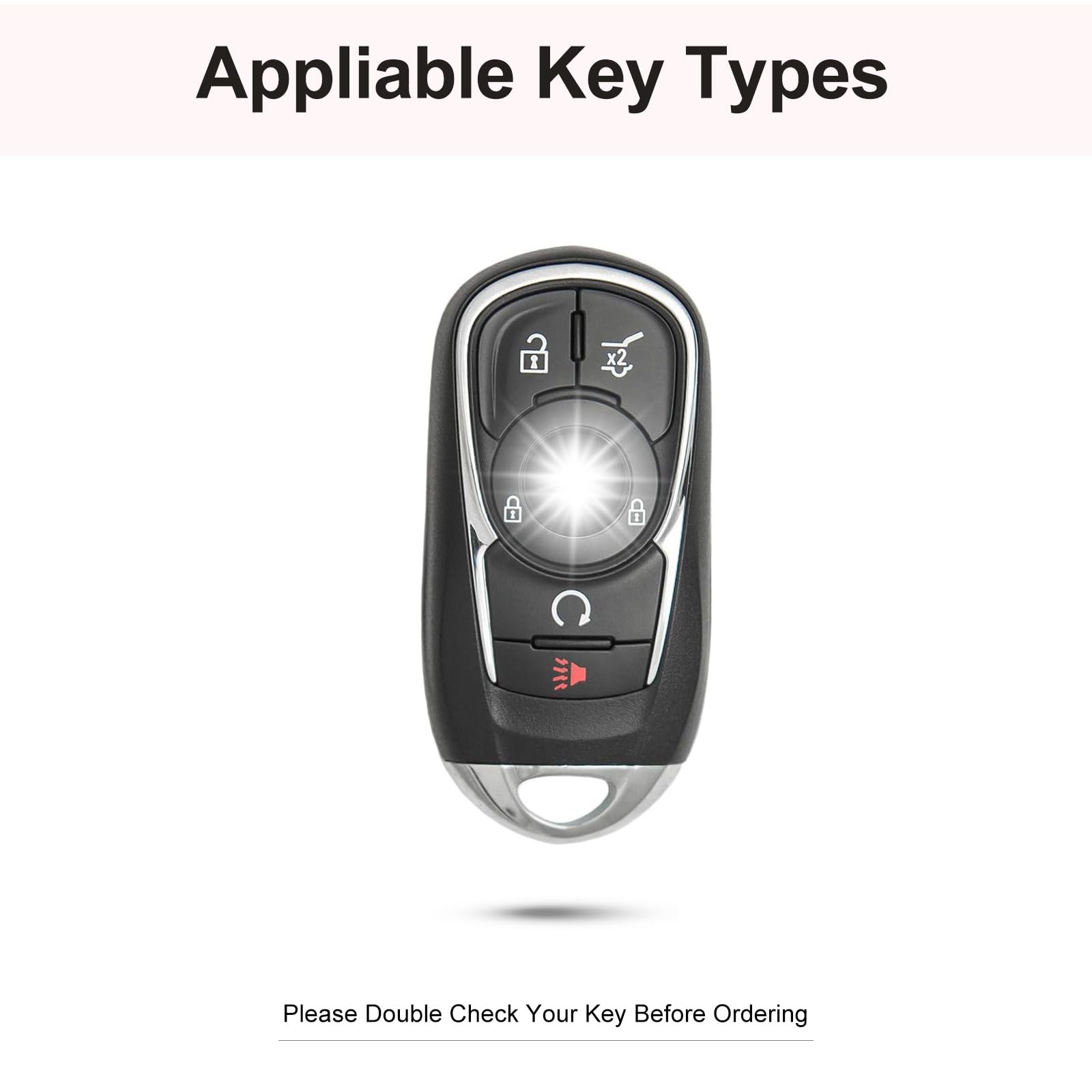 Ruabiban For Buick Key Fob Cover With Keychain, Pink Leather Crystal Key Case Protection Shell Compatible With Buick Encore Encl